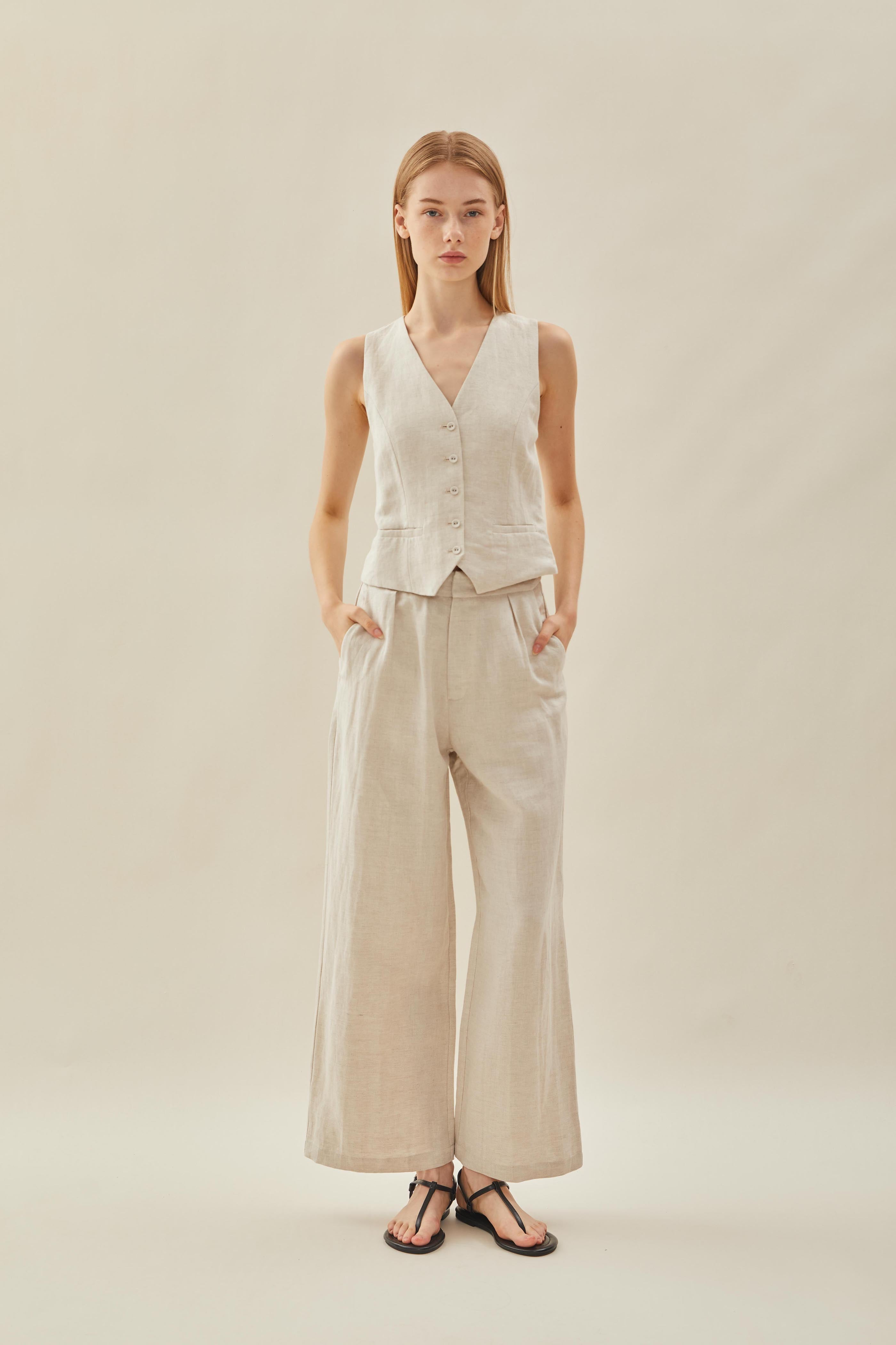 Linen Waistcoat in Natural