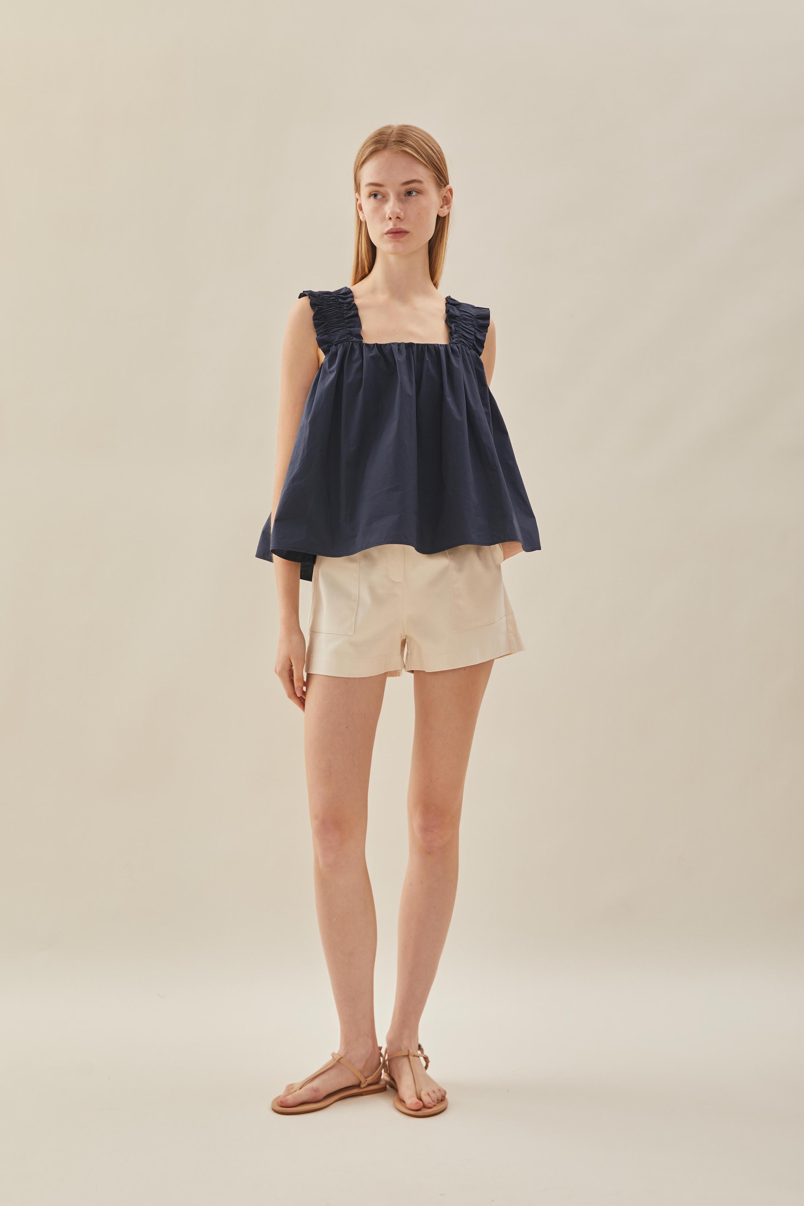 Flared Square Neck Top in Midnight