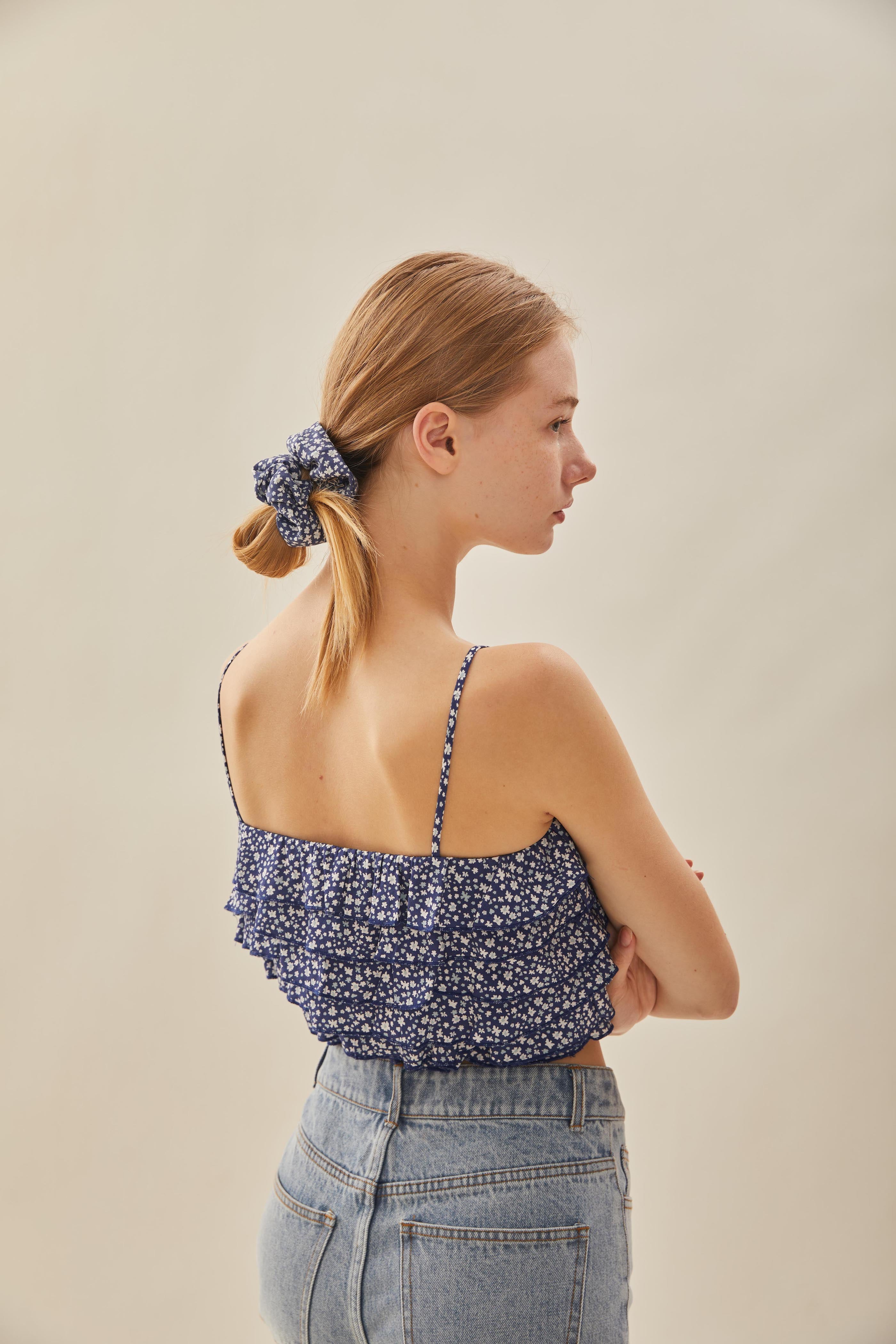 Cotton Scrunchie in Moonlight Bloom