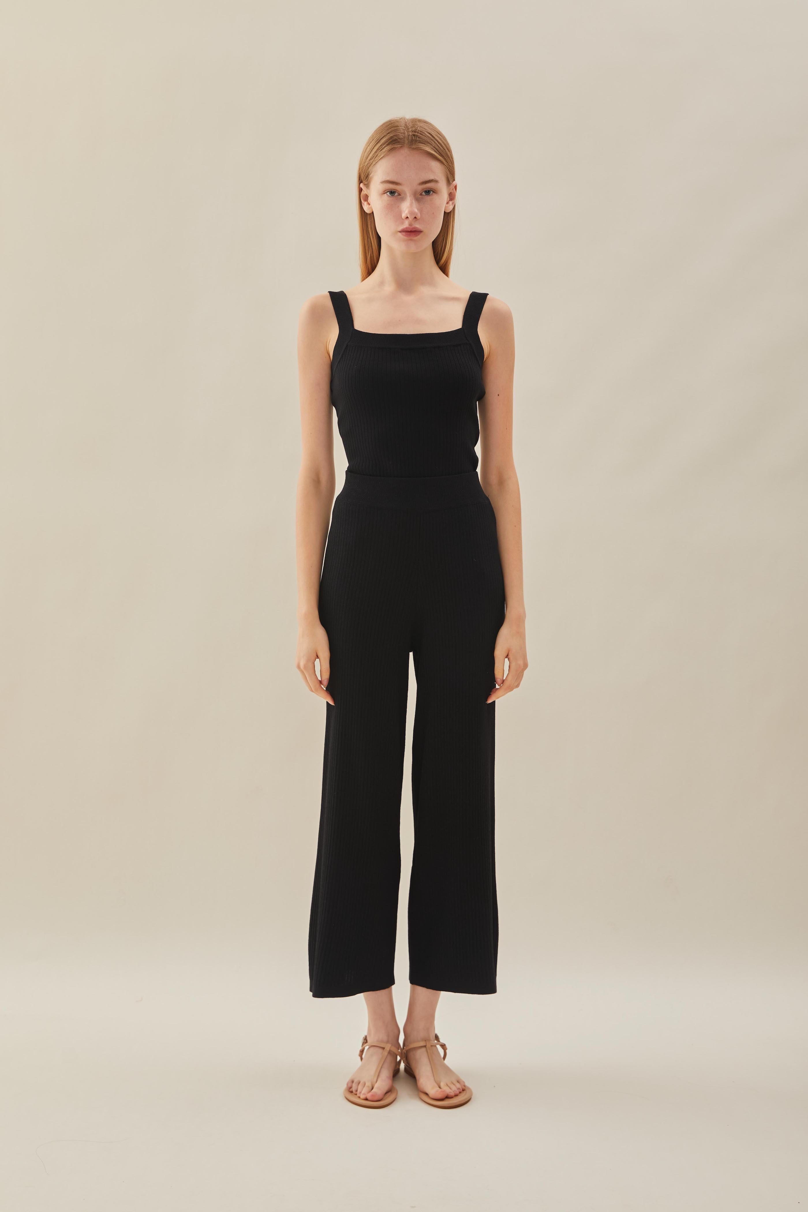 Knitted Long Culottes in Black