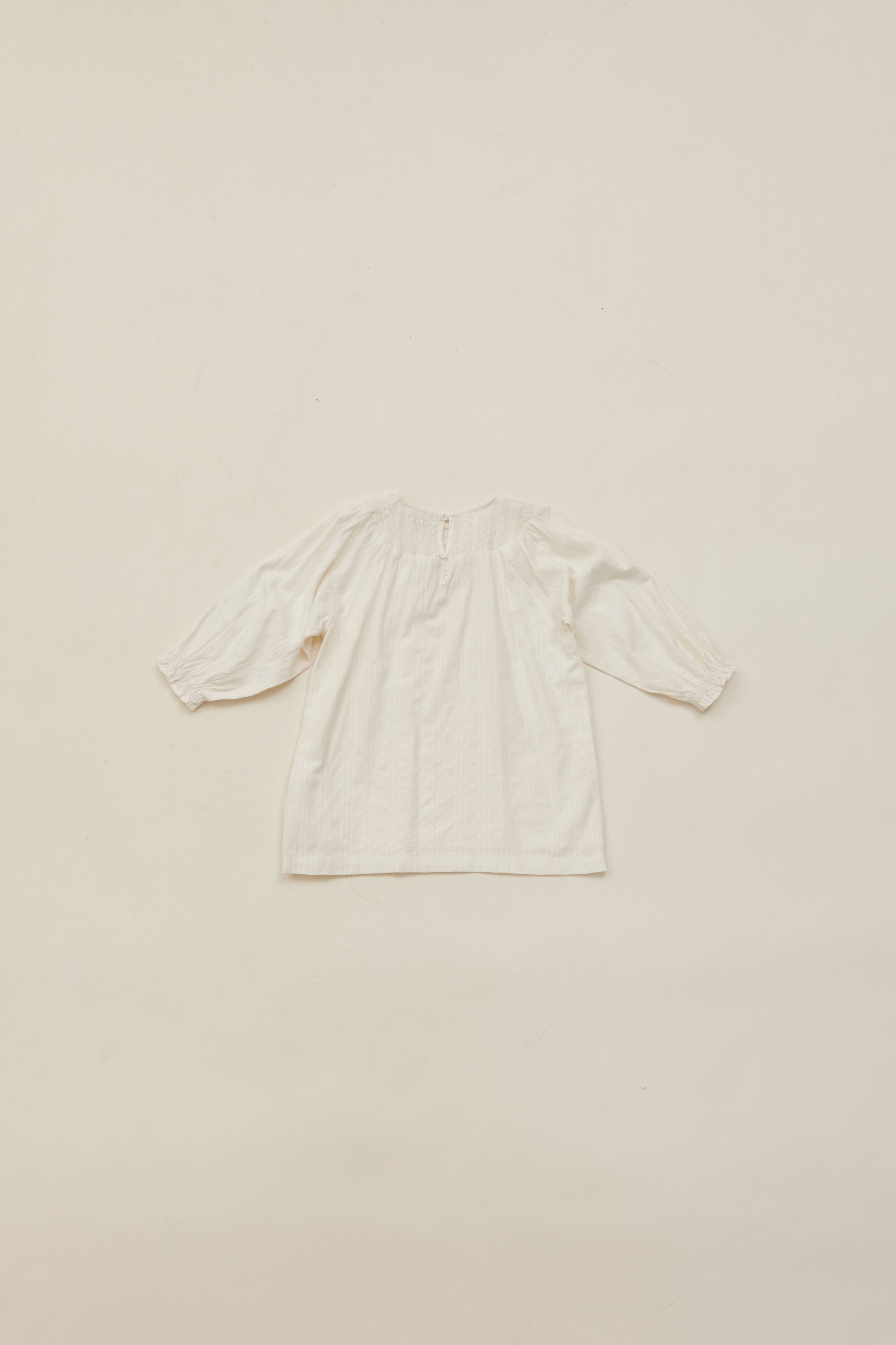 Mini Long Sleeve Shirred Neckline Dress in White