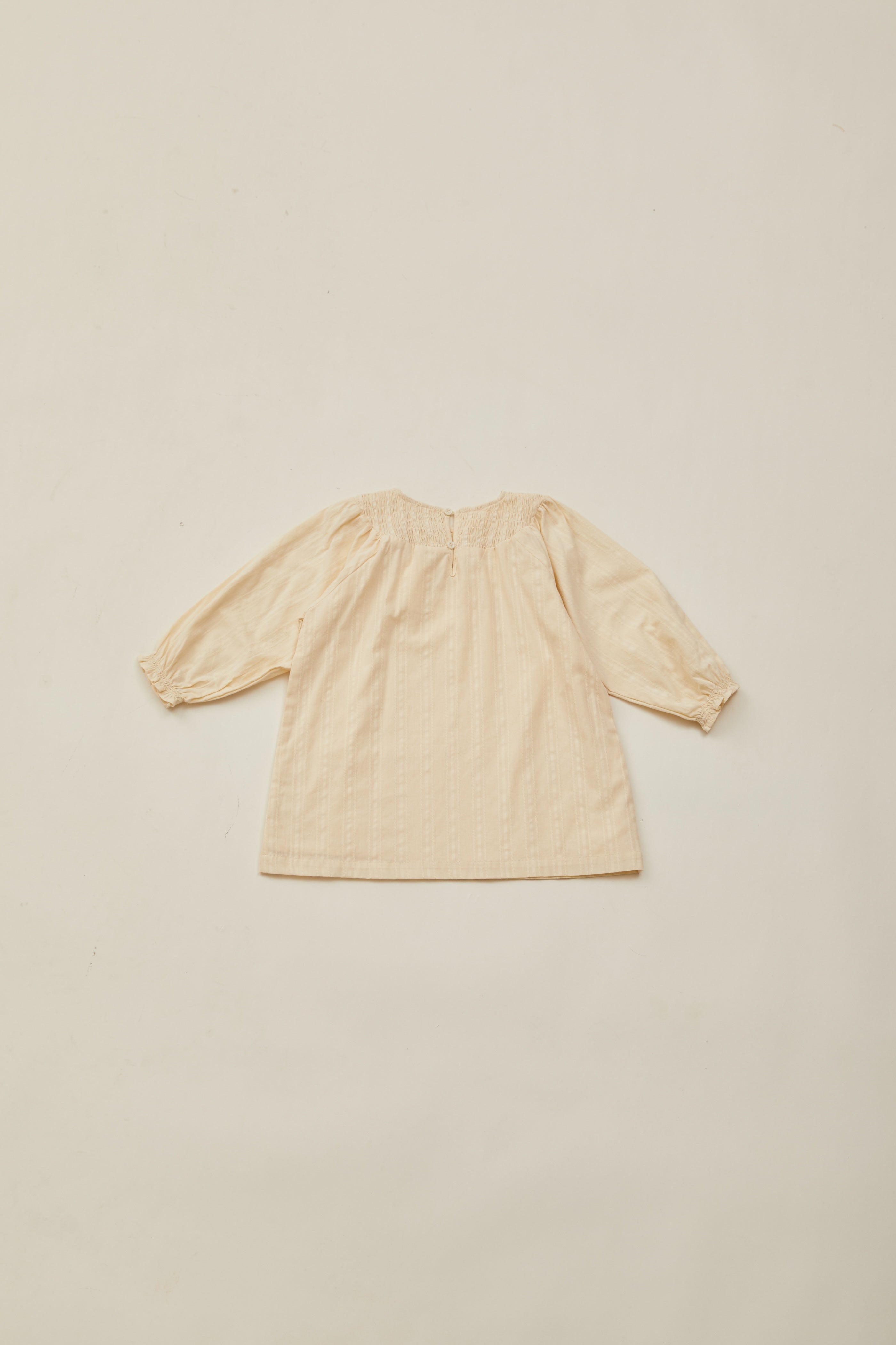 Mini Long Sleeve Shirred Neckline Dress in Oatmeal