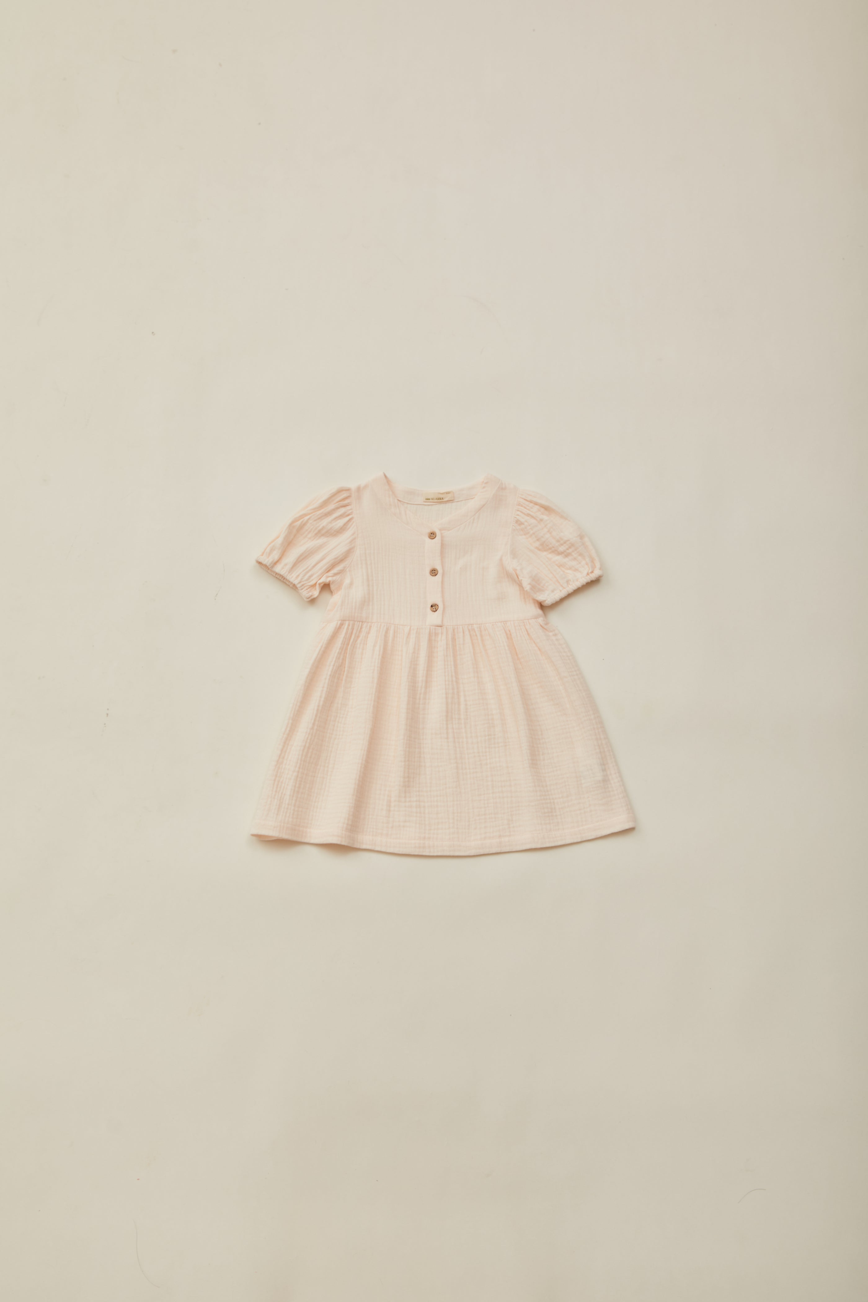 Mini Buttoned Round Neck Dress in Dove