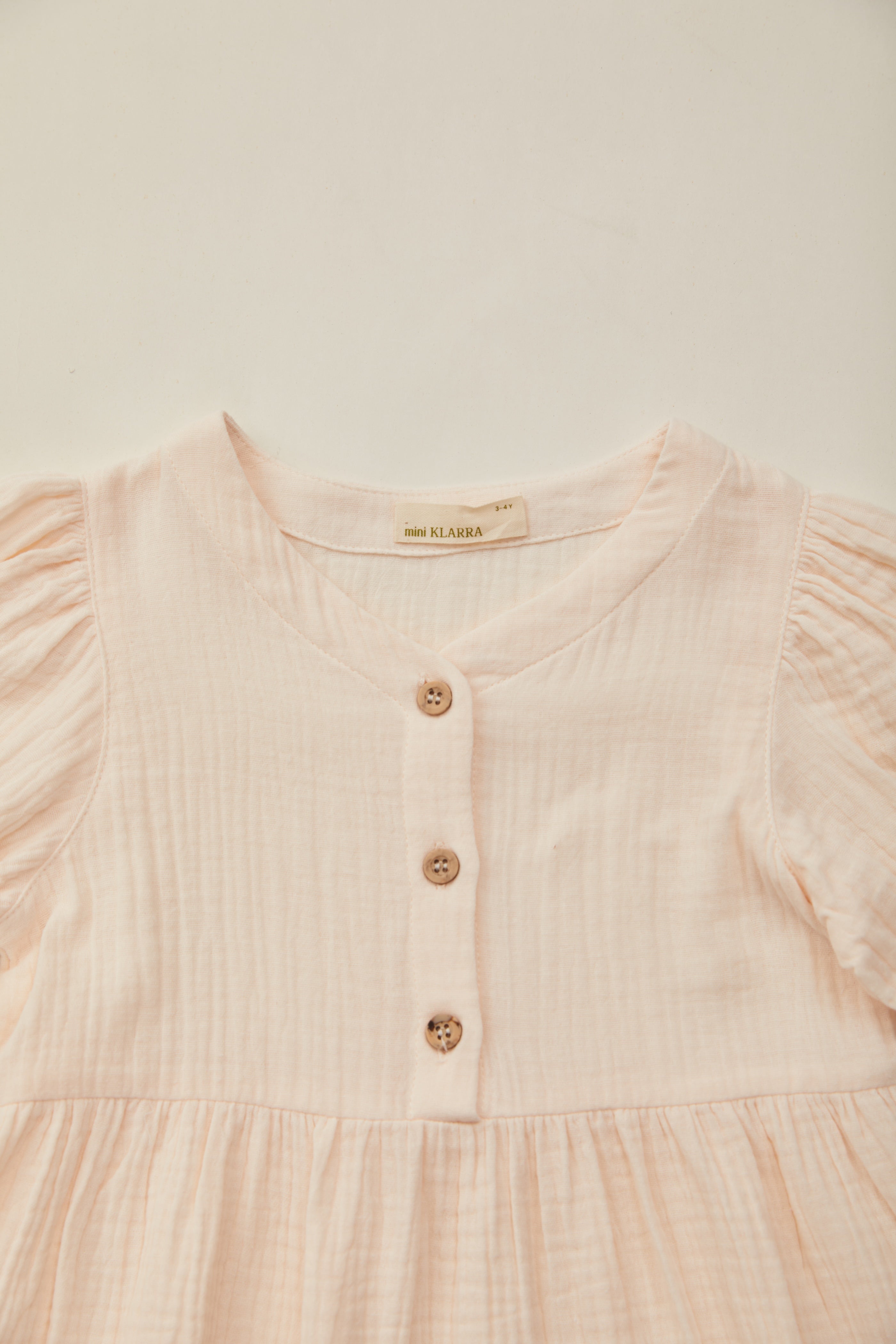 Mini Buttoned Round Neck Dress in Dove