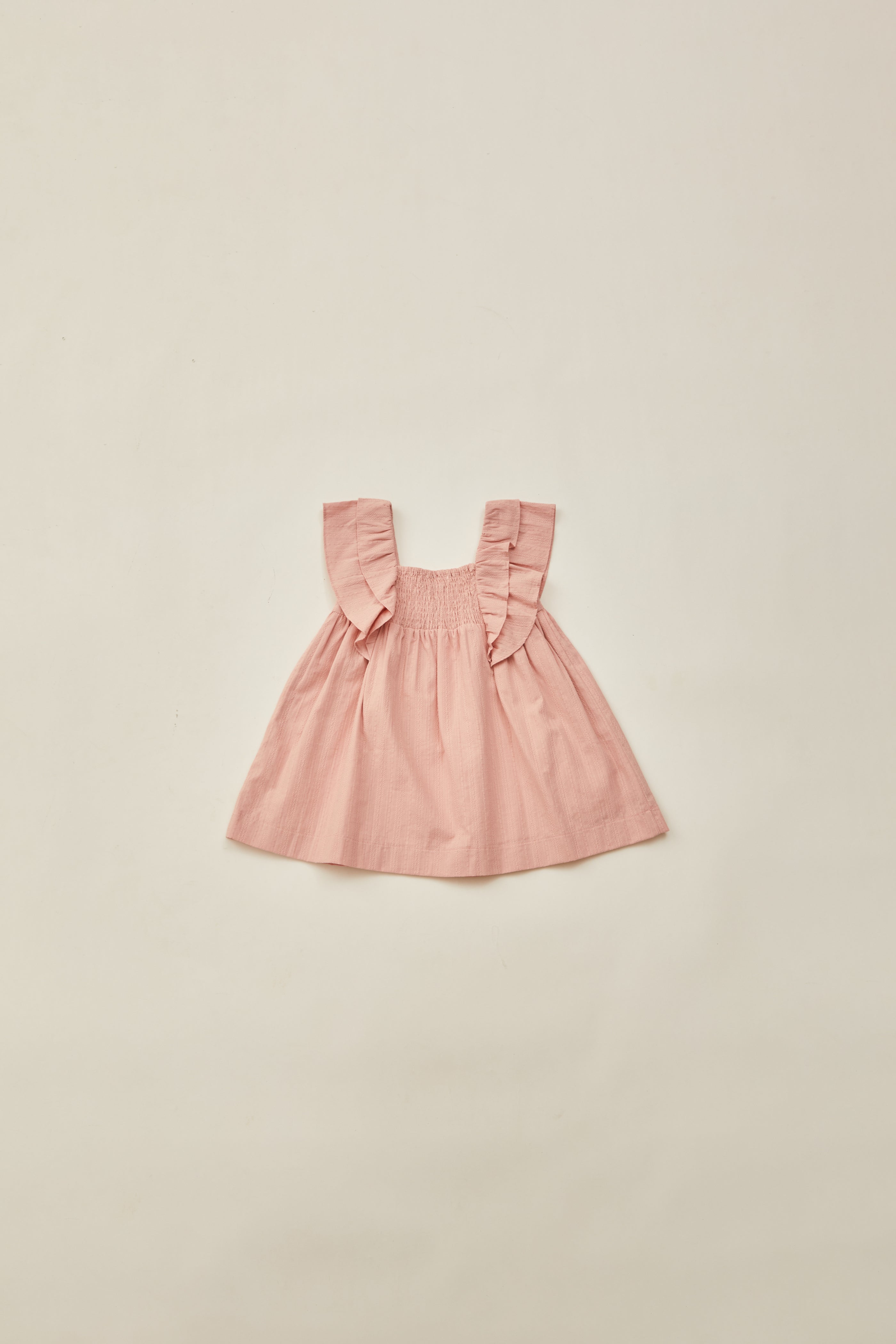 Mini Flutter Strap Shirred Dress in Petal Pink