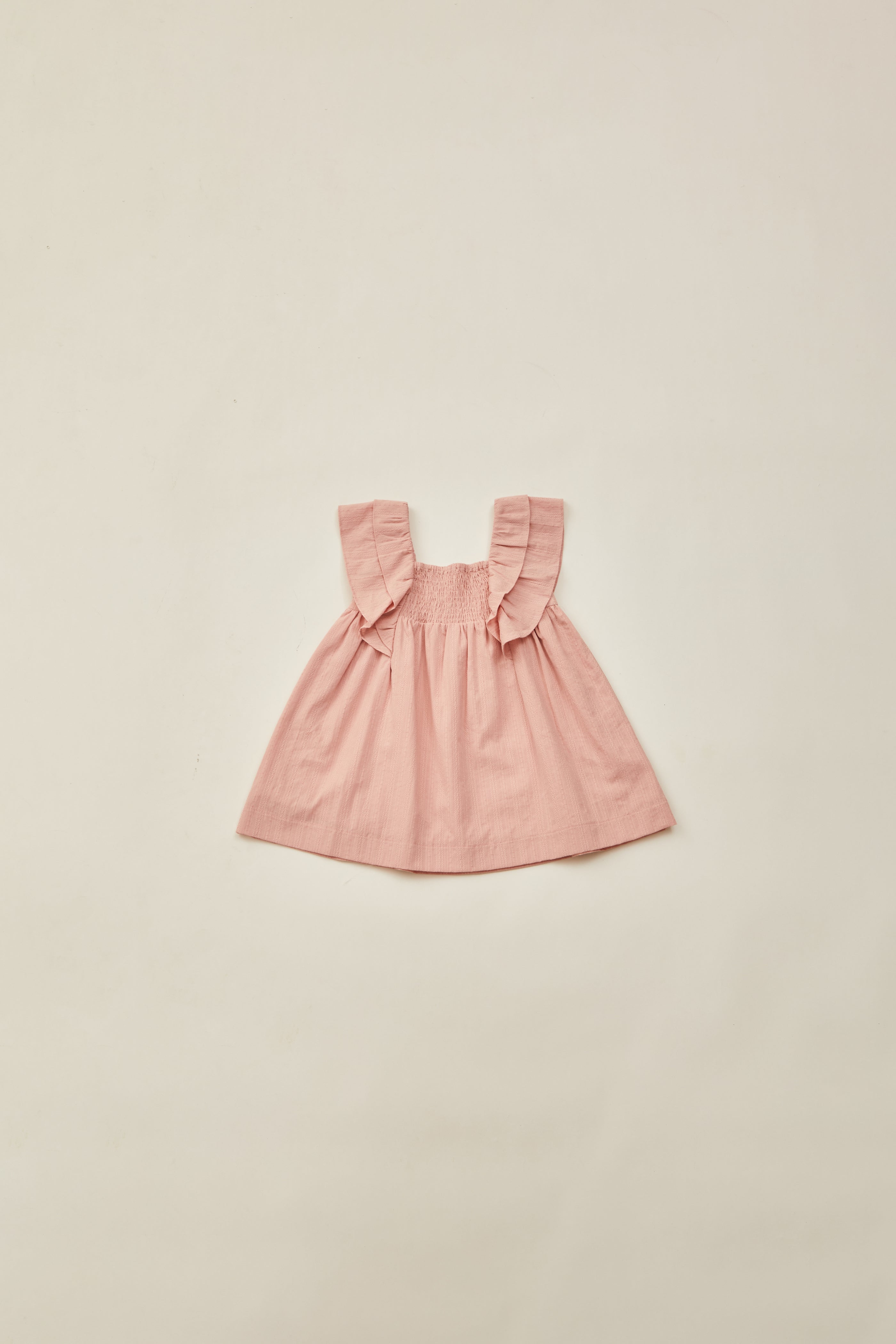 Mini Flutter Strap Shirred Dress in Petal Pink