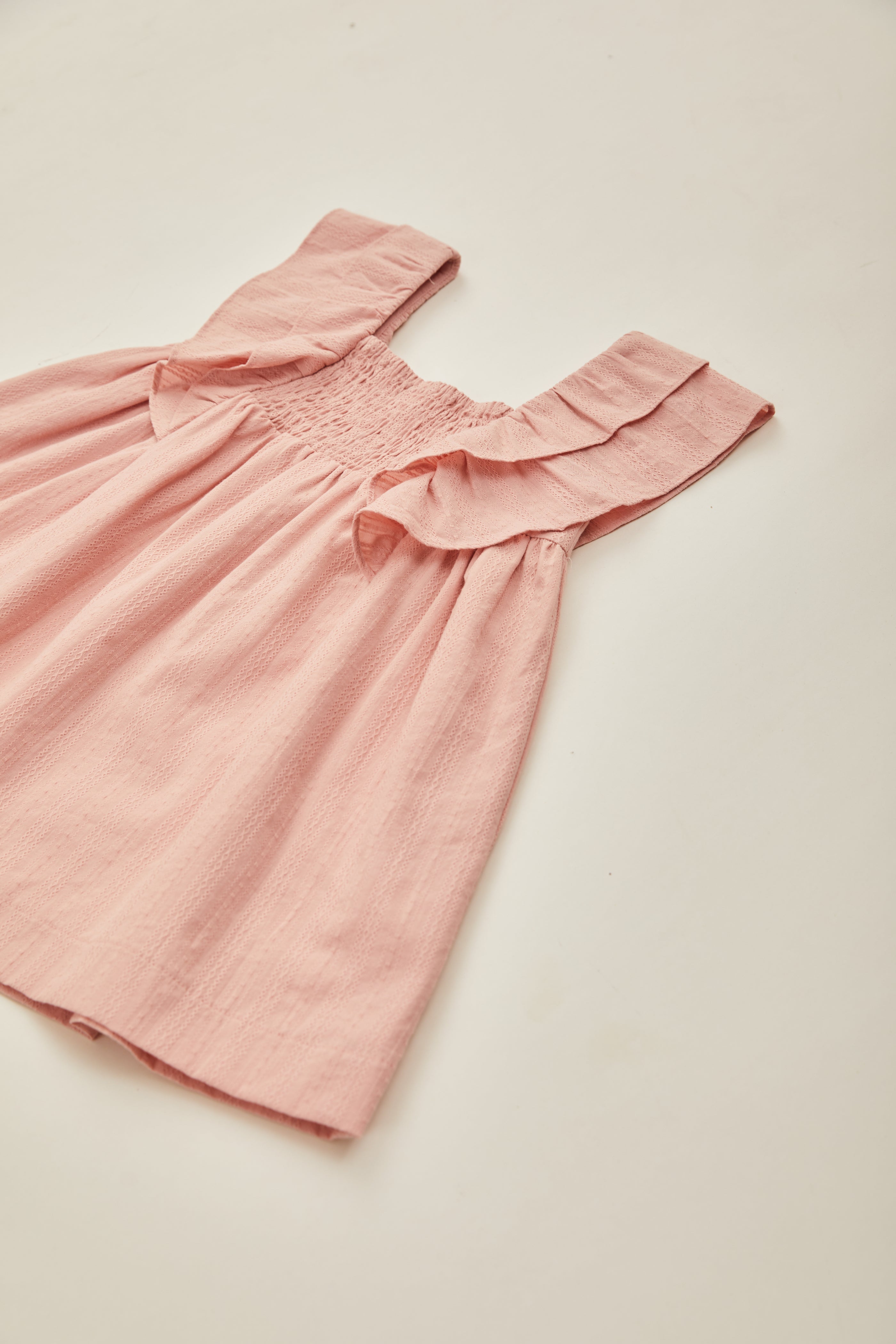 Mini Flutter Strap Shirred Dress in Petal Pink