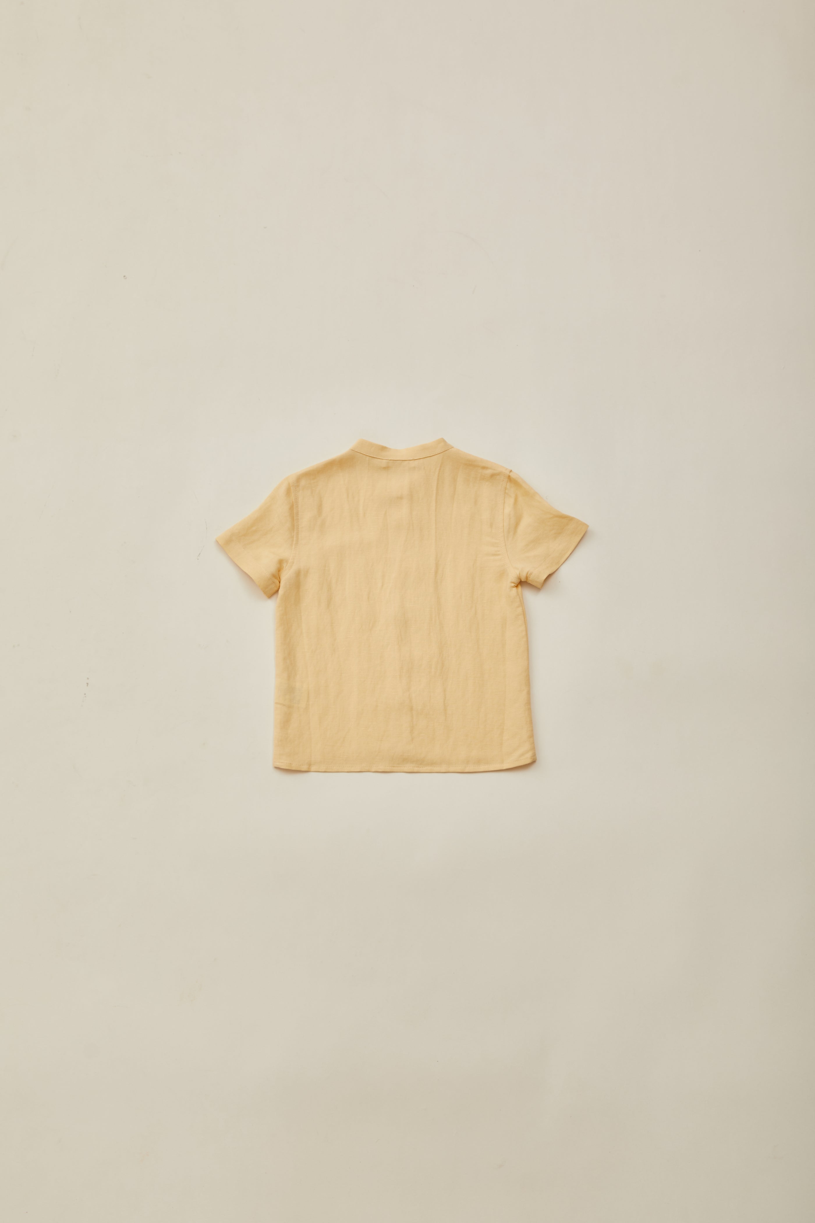 Mini Mandarin Collar Shirt in Pale Yellow