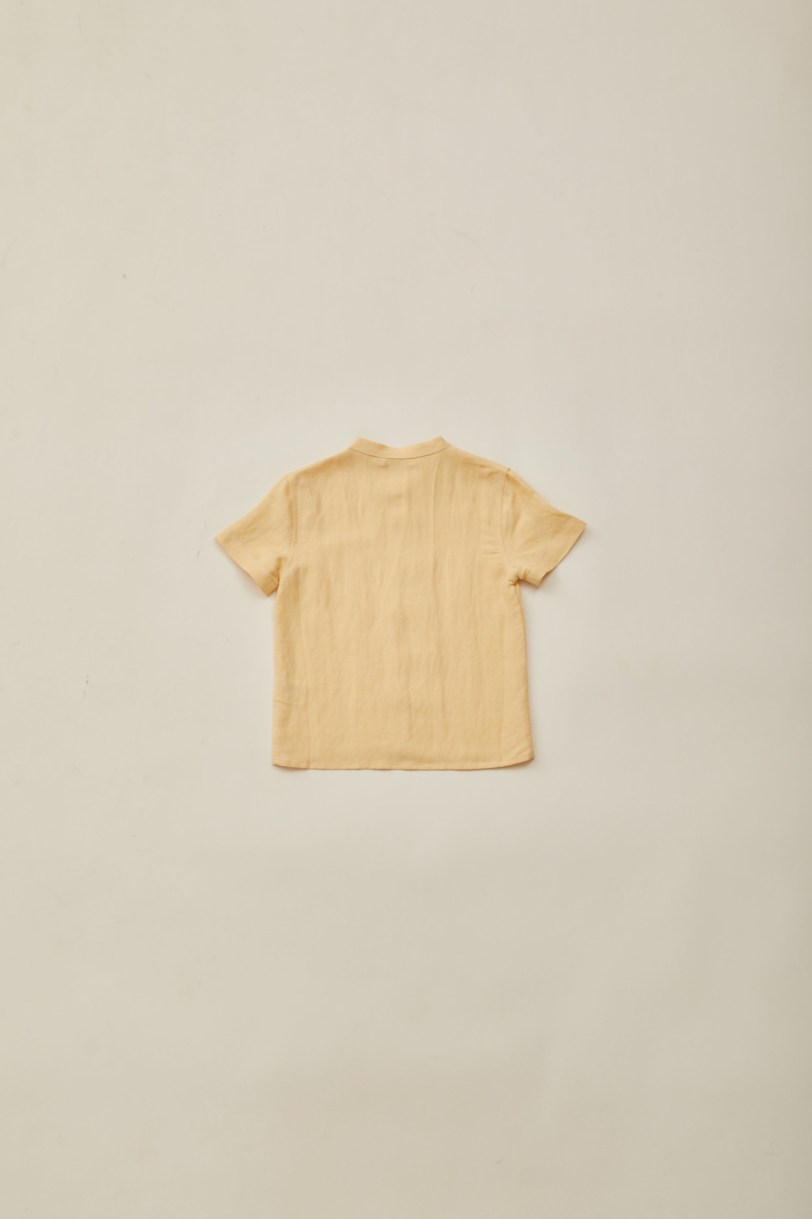 Mini Mandarin Collar Shirt in Pale Yellow