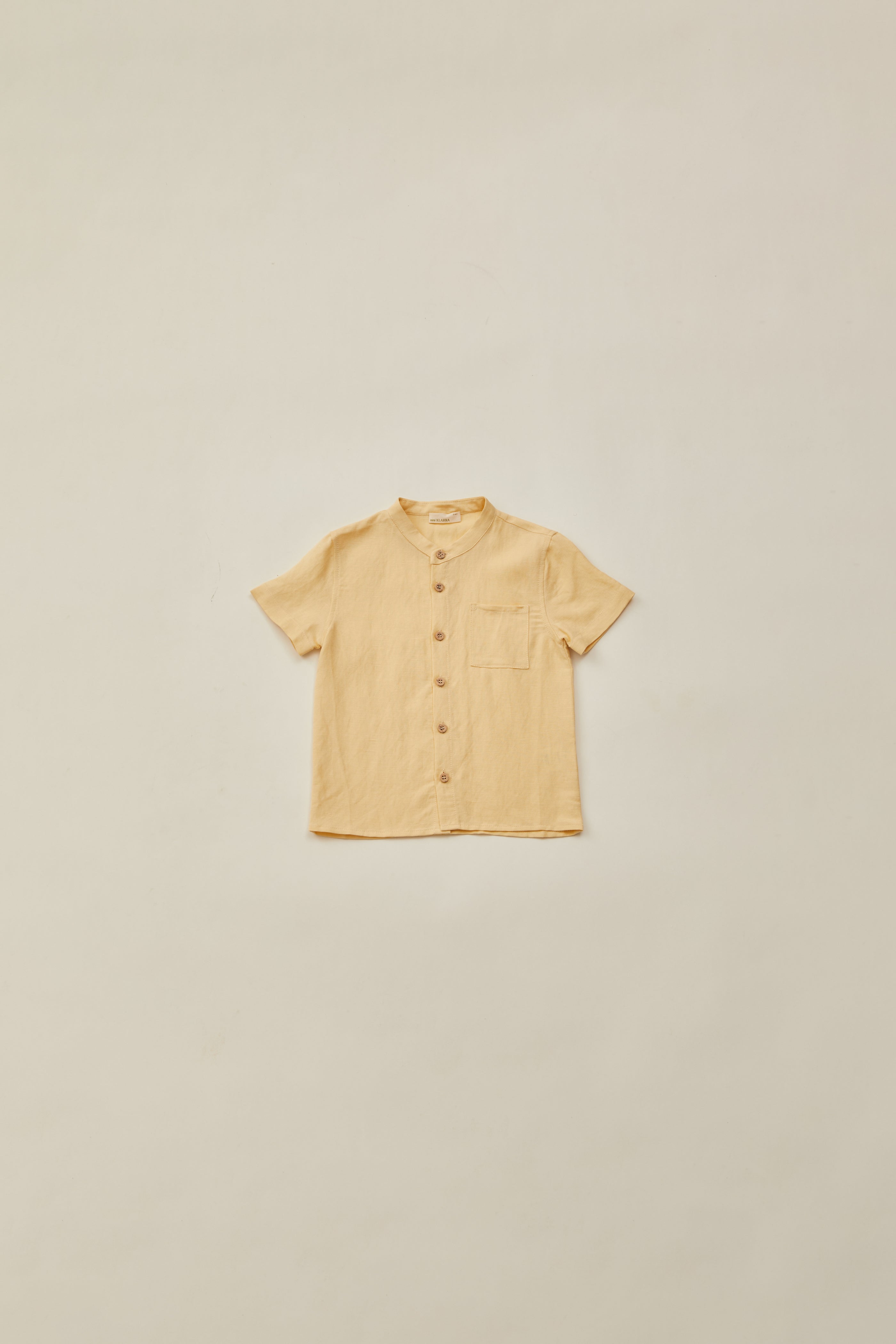 Mini Mandarin Collar Shirt in Pale Yellow