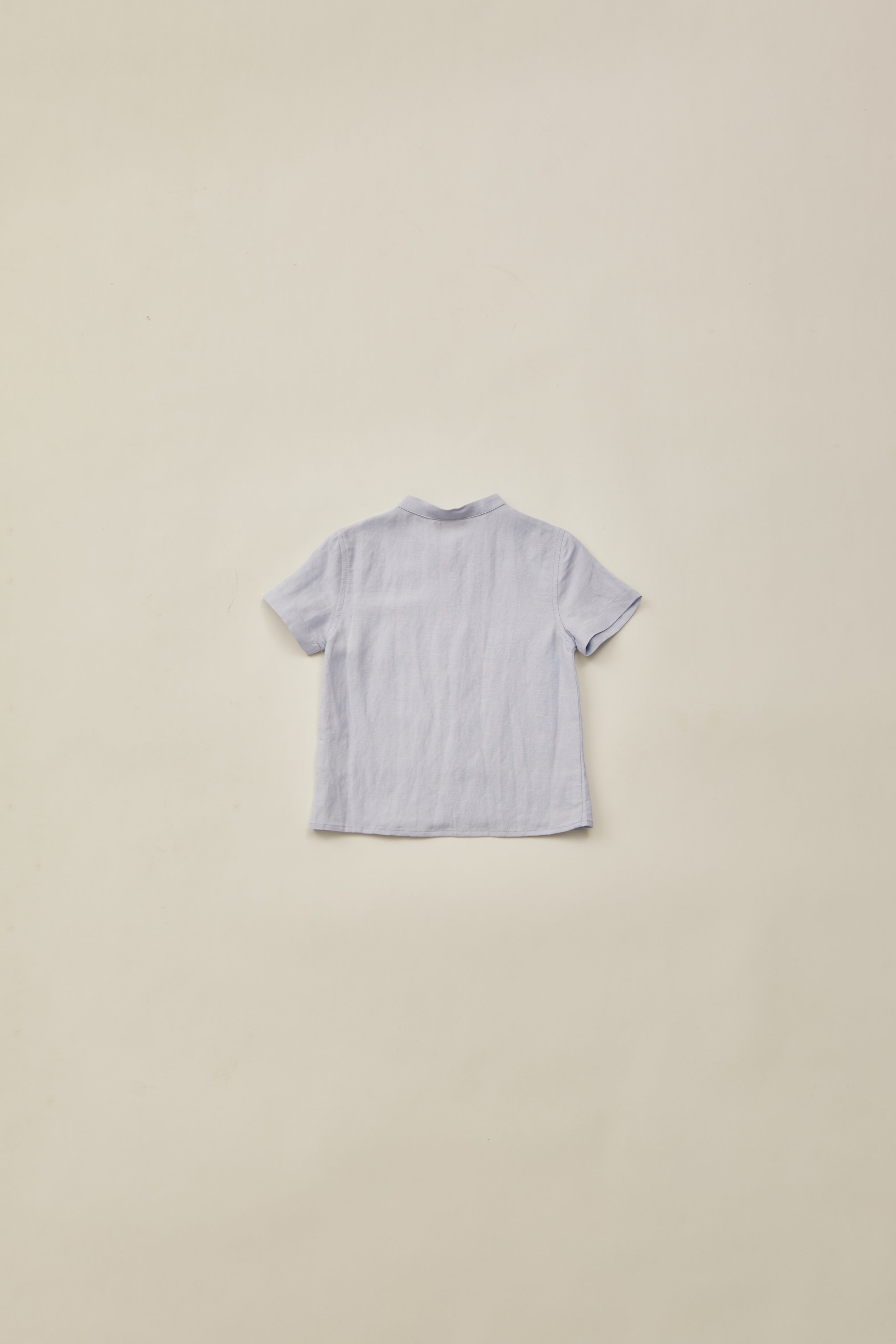 Mini Mandarin Collar Shirt in Mist Blue