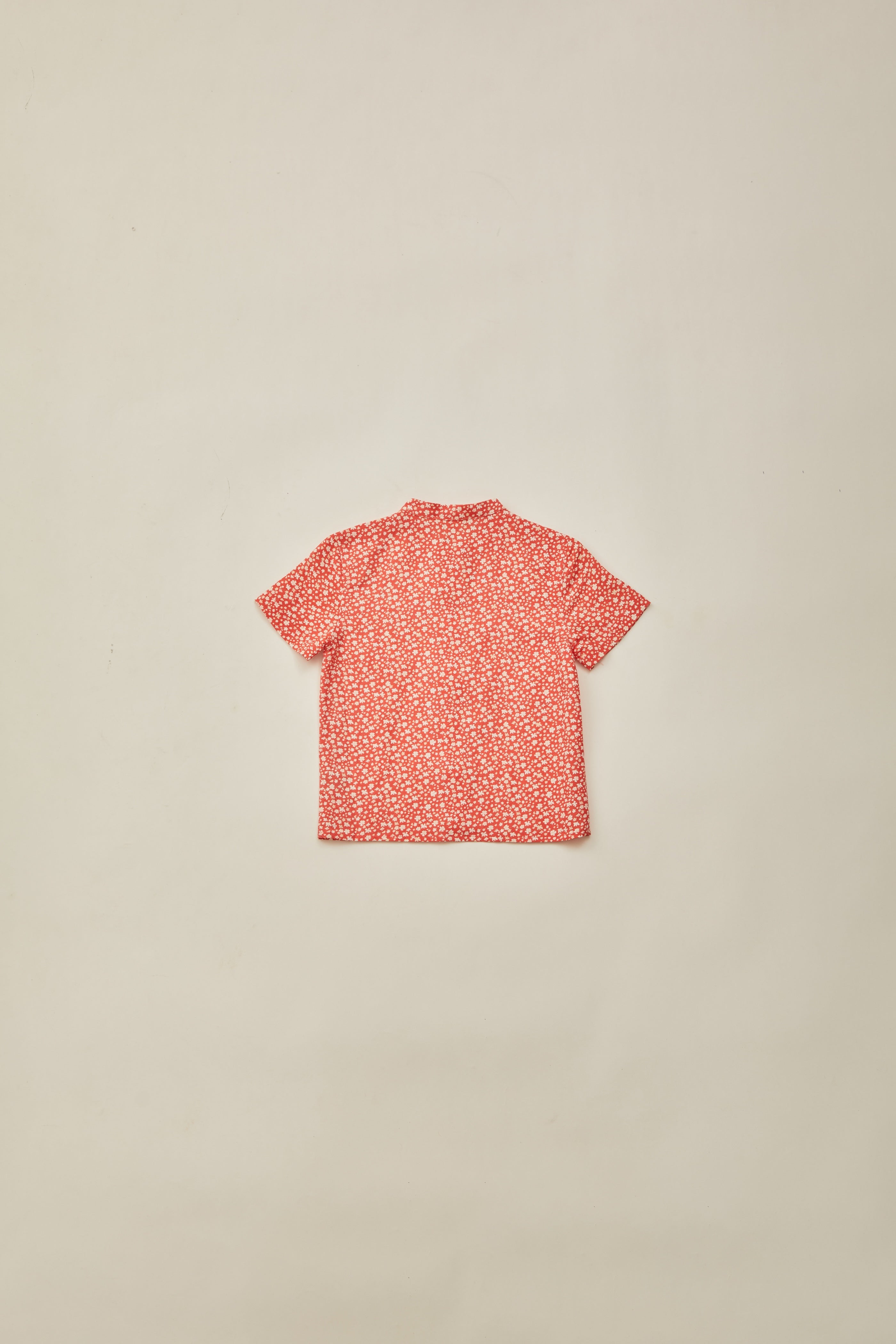 Mini Mandarin Collar Shirt in Red Bloom
