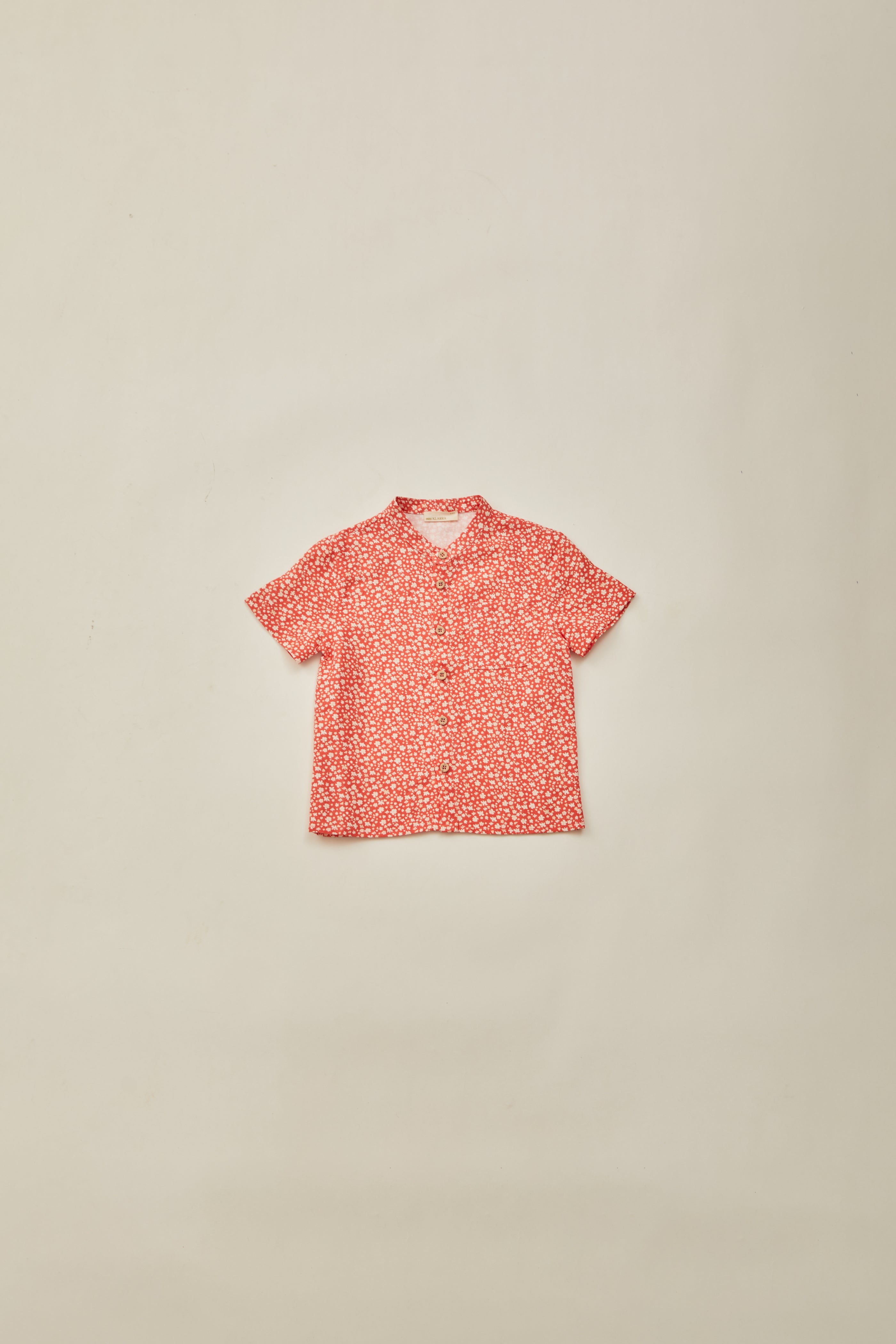 Mini Mandarin Collar Shirt in Red Bloom