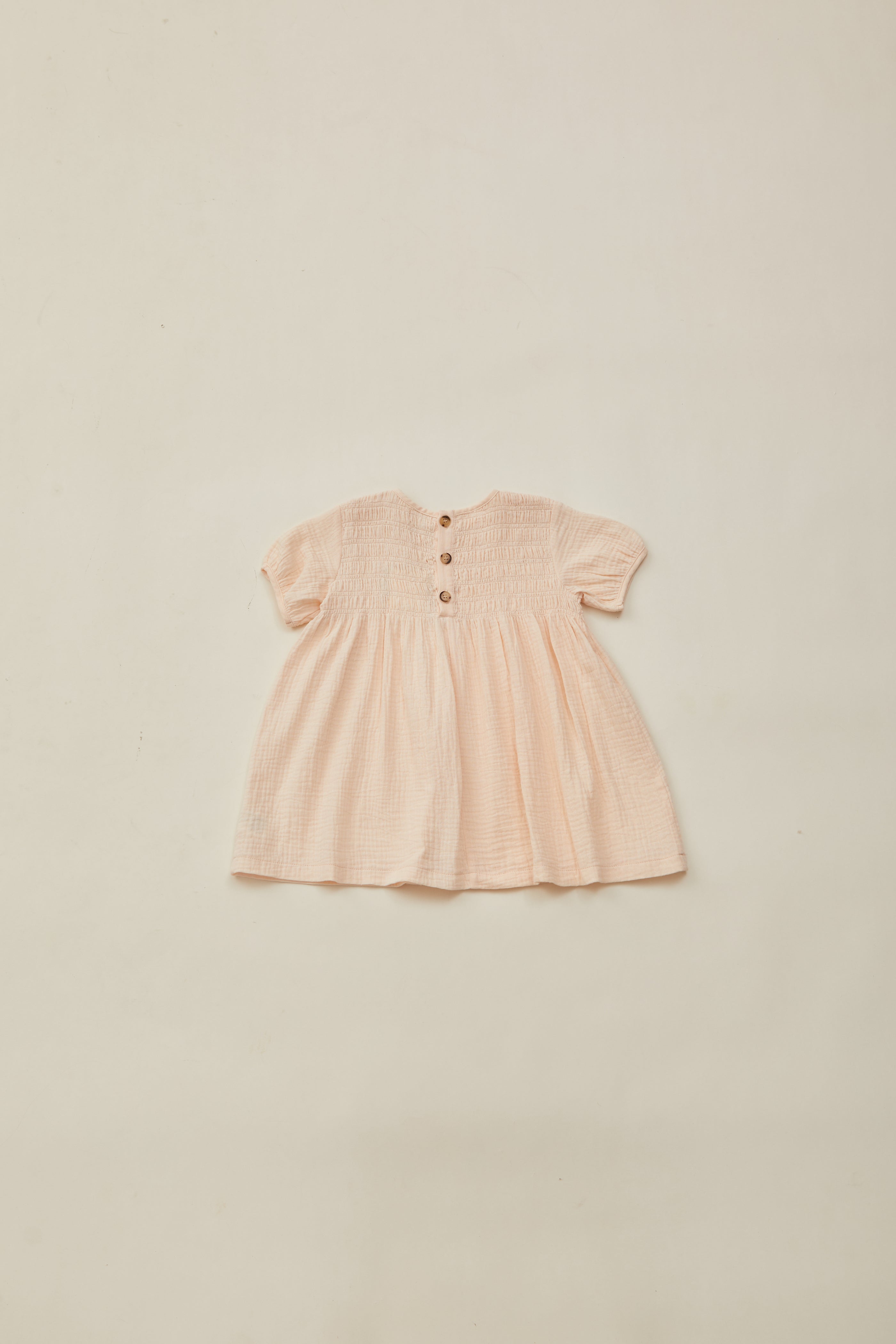 Mini Shirred Babydoll Dress in Dove