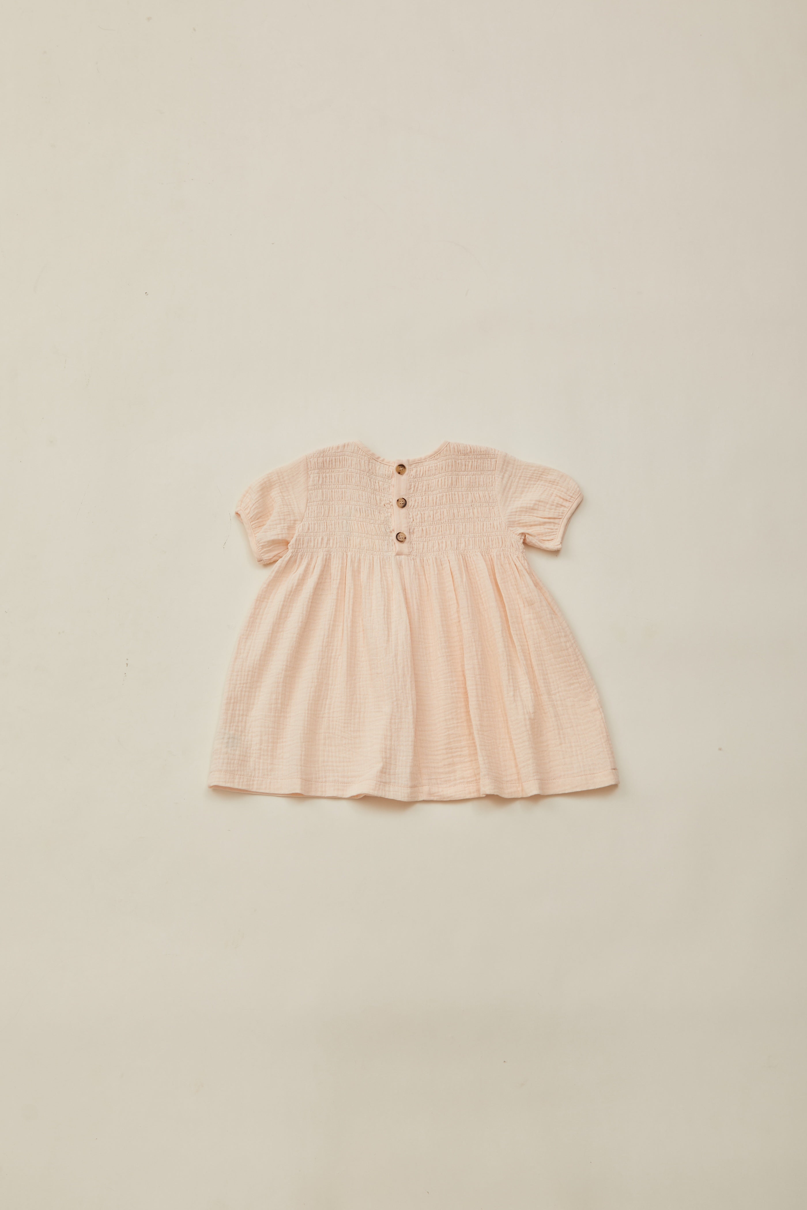 Mini Shirred Babydoll Dress in Dove