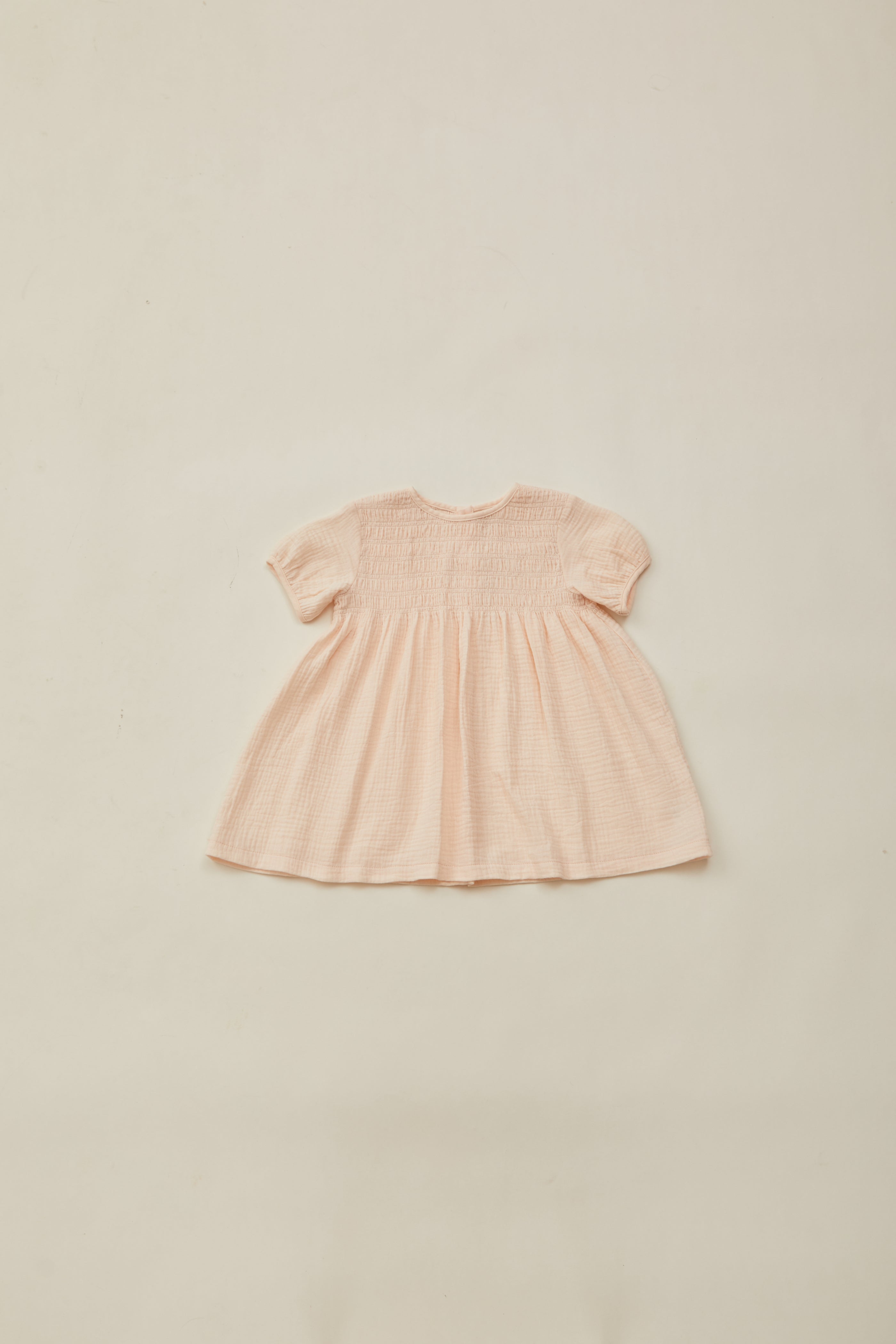 Mini Shirred Babydoll Dress in Dove