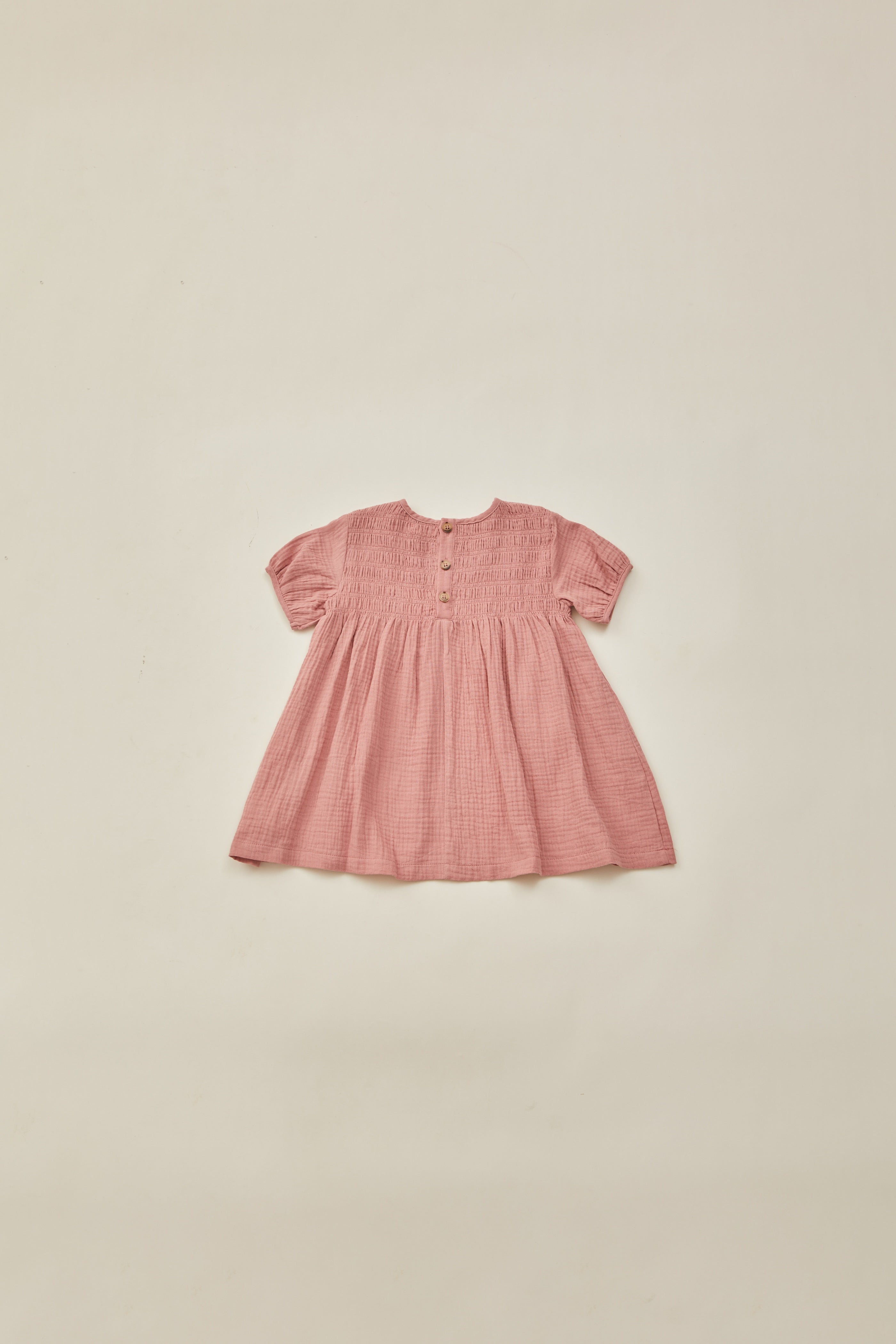 Mini Shirred Babydoll Dress in Petal Pink