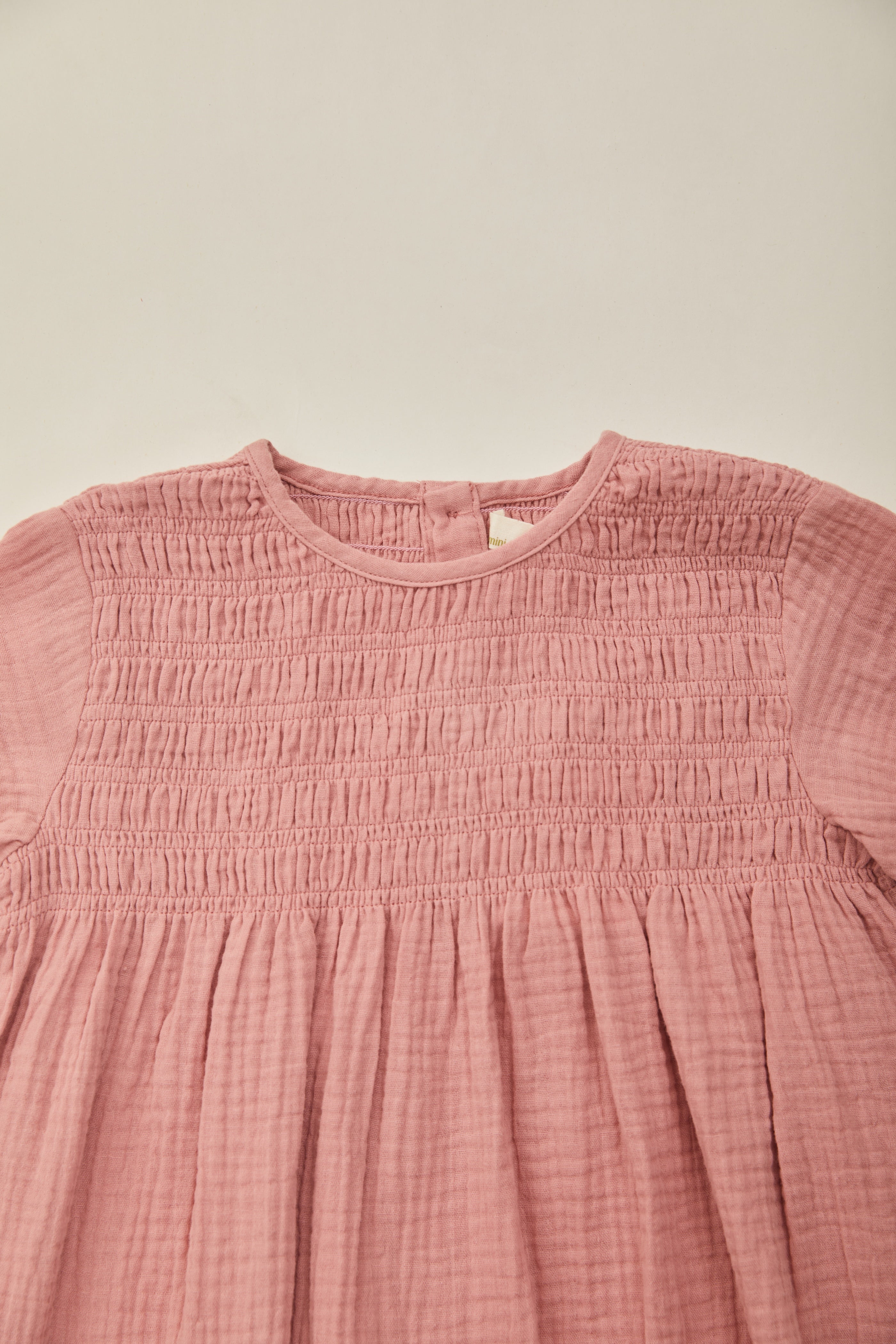Mini Shirred Babydoll Dress in Petal Pink