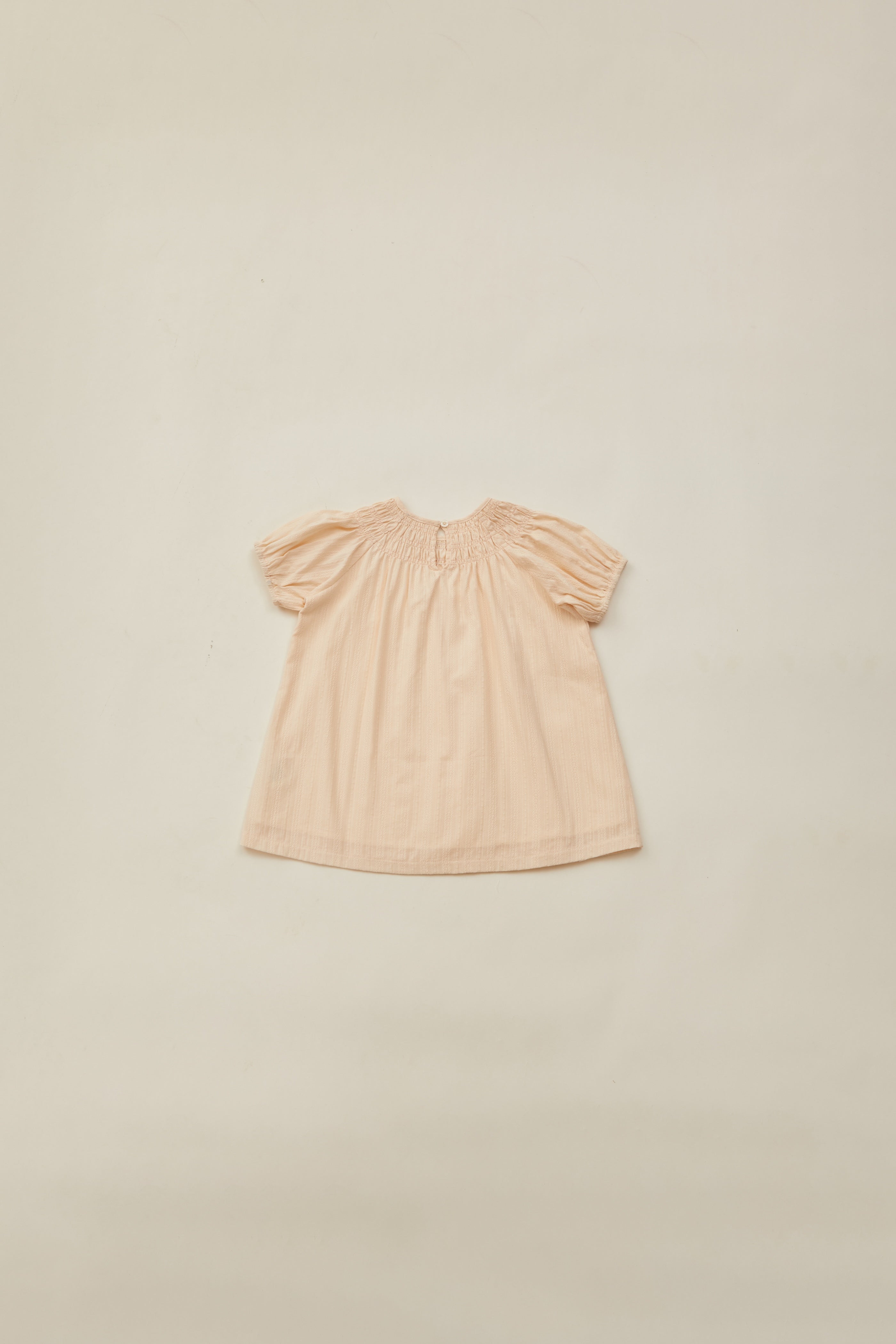 Mini Puffed Sleeve Shirred Neckline Dress in Oatmeal