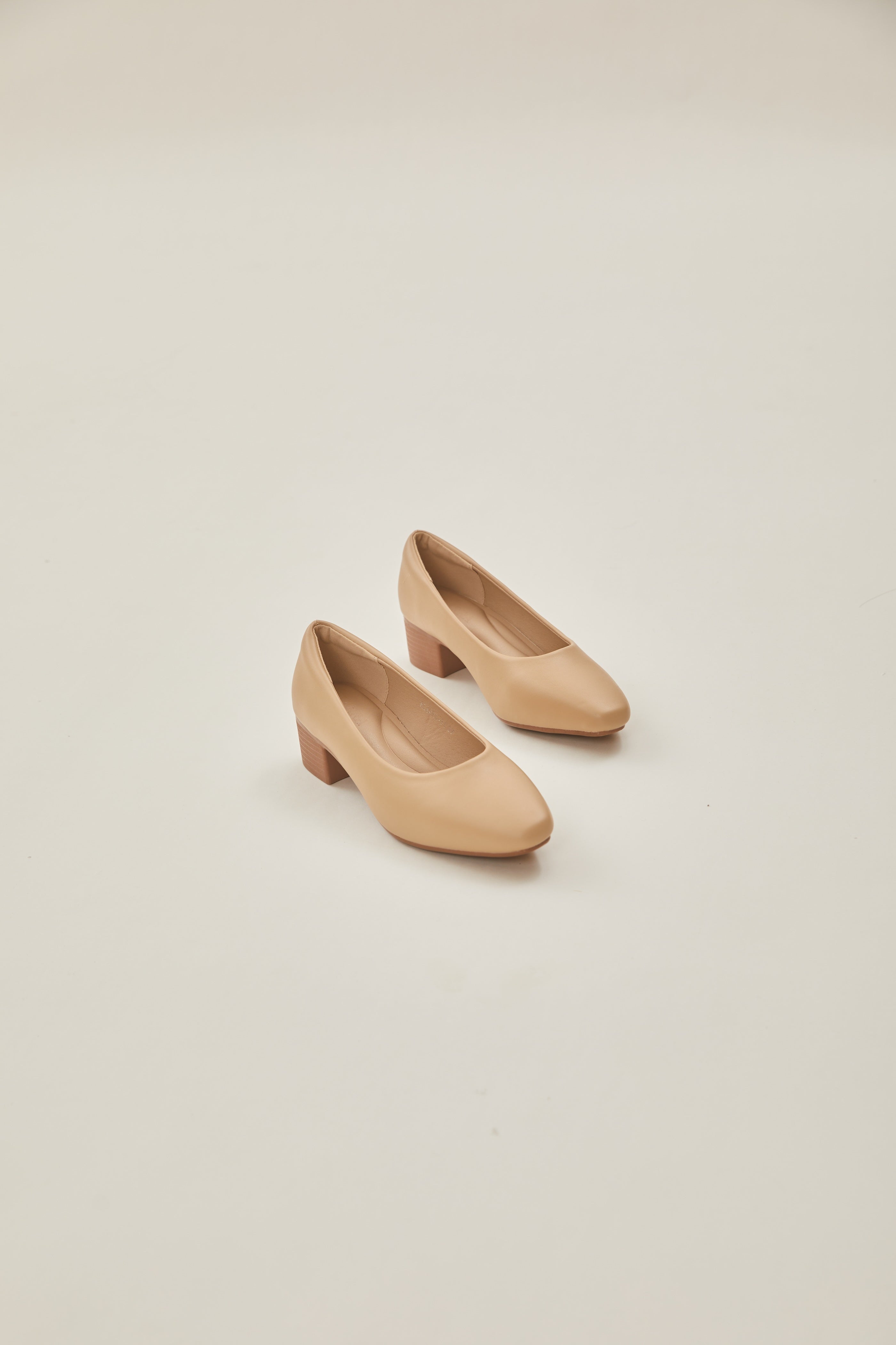 Rea Square Toe Pumps in Beige