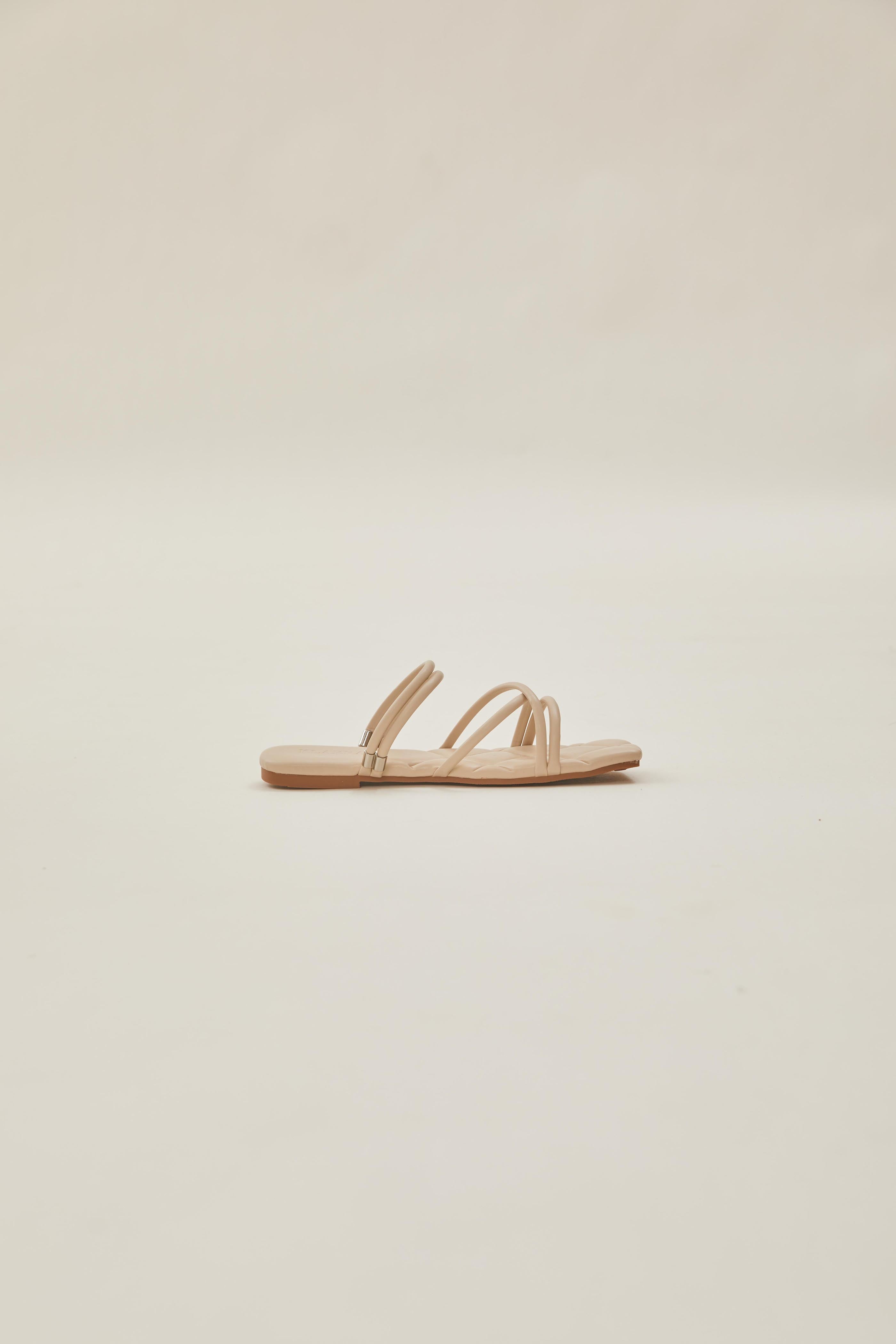 Lea Cross Sandals in Cream