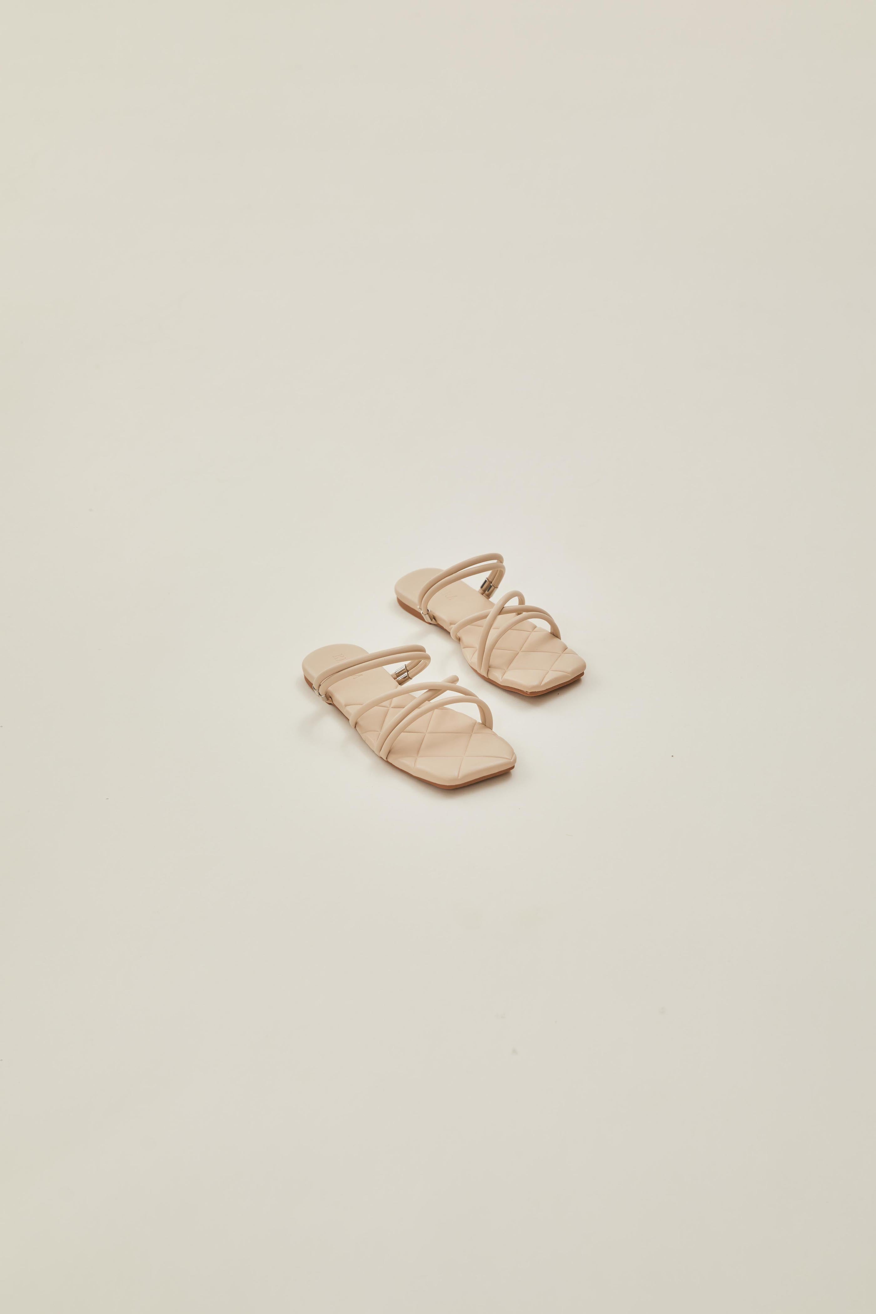 Lea Cross Sandals in Cream