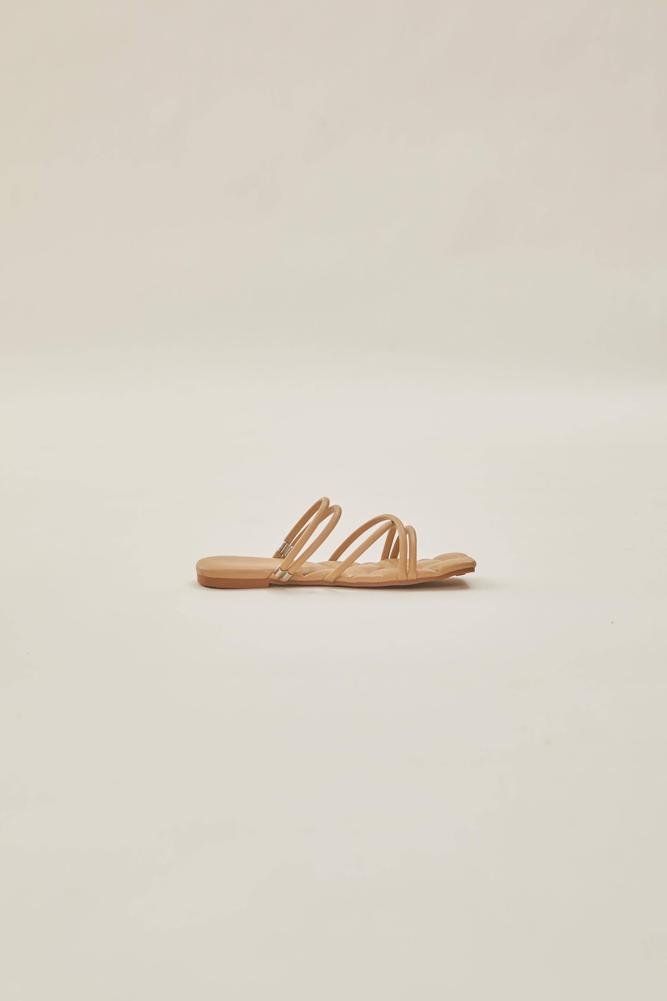 Lea Cross Sandals in Beige