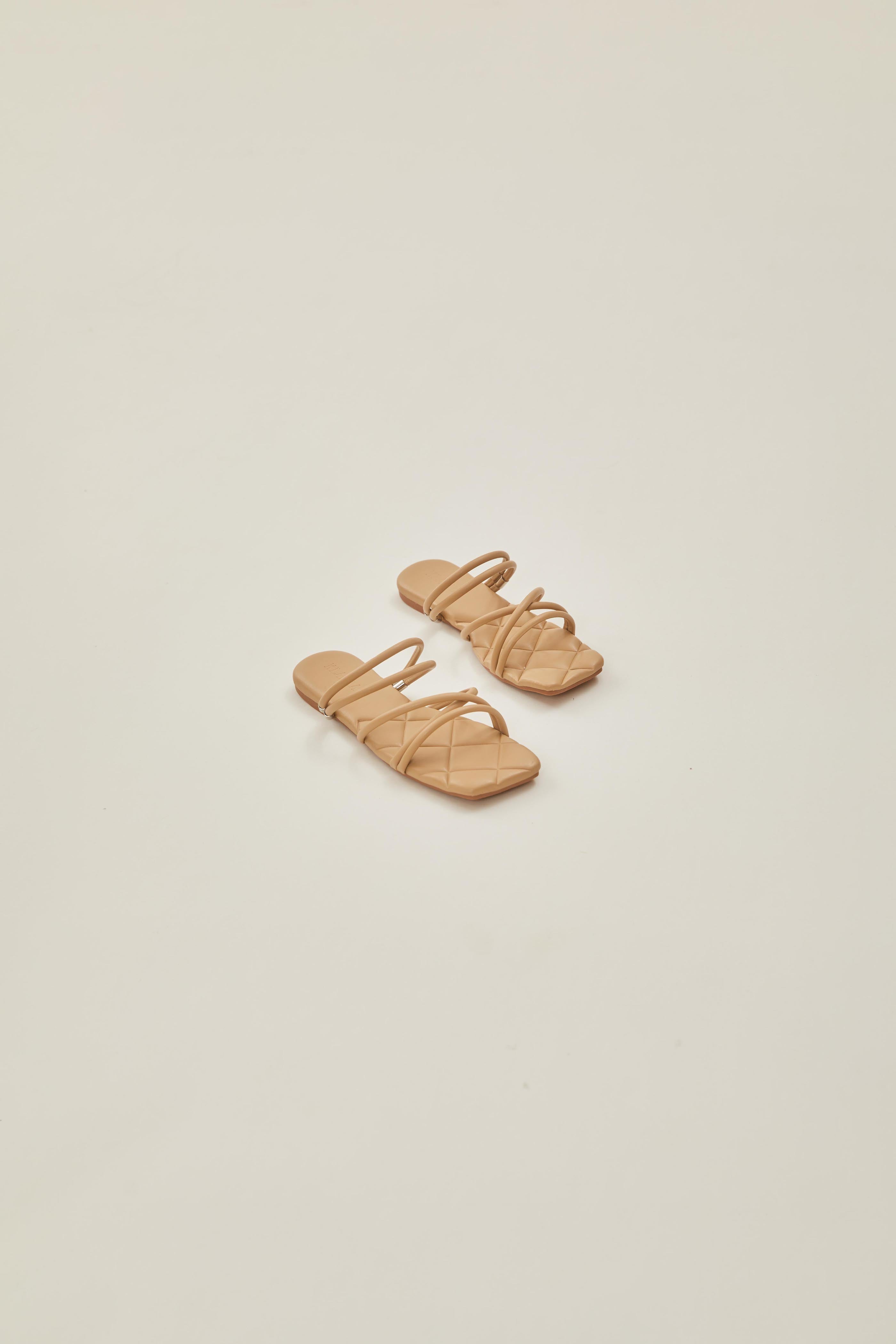 Lea Cross Sandals in Beige