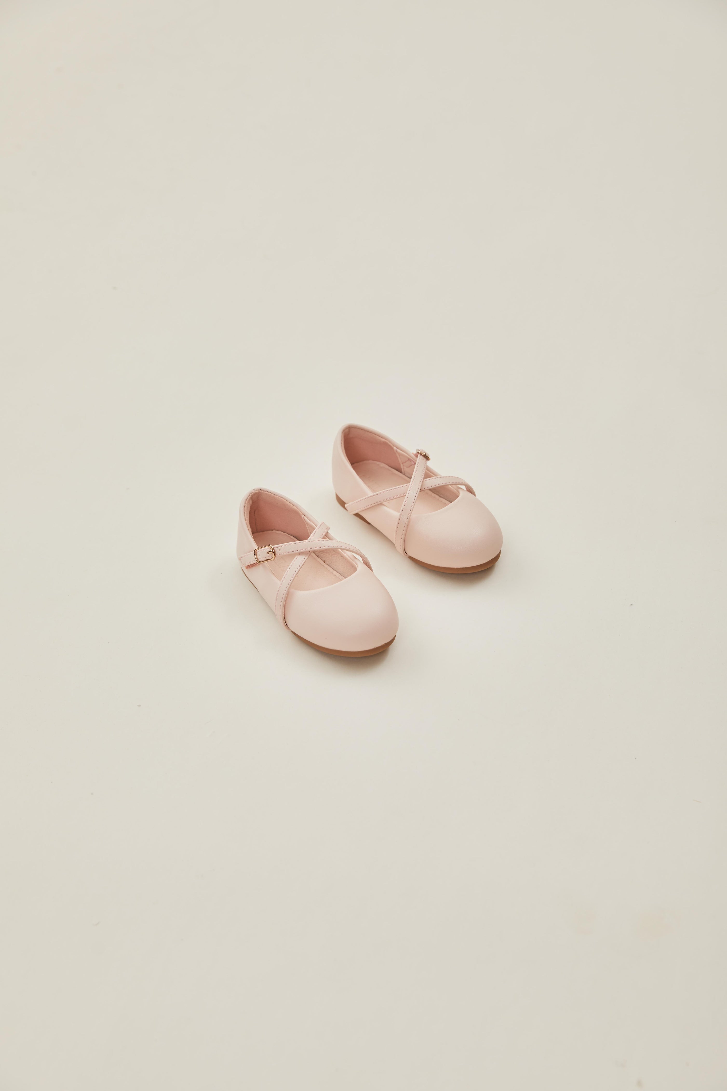 Mini Girl's Ines Cross-Strap Pumps in Blush