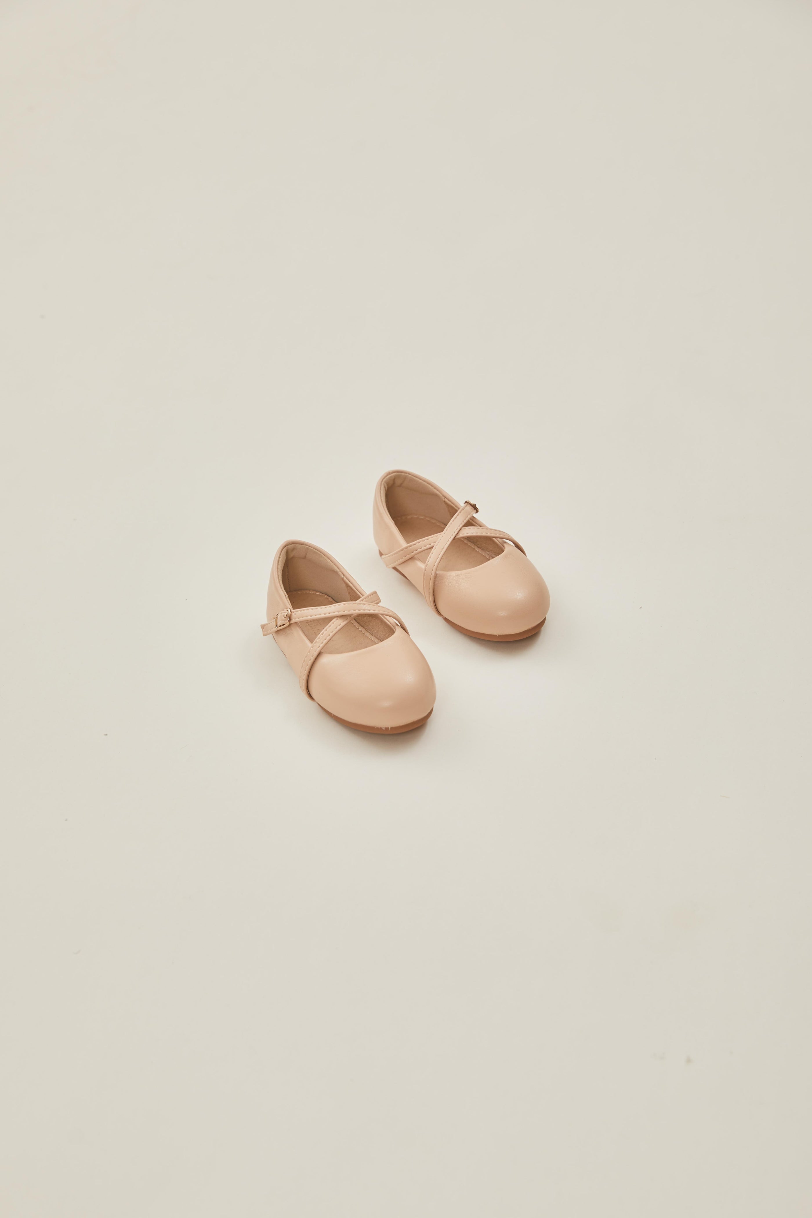 Mini Girl's Ines Cross-Strap Pumps in Sand