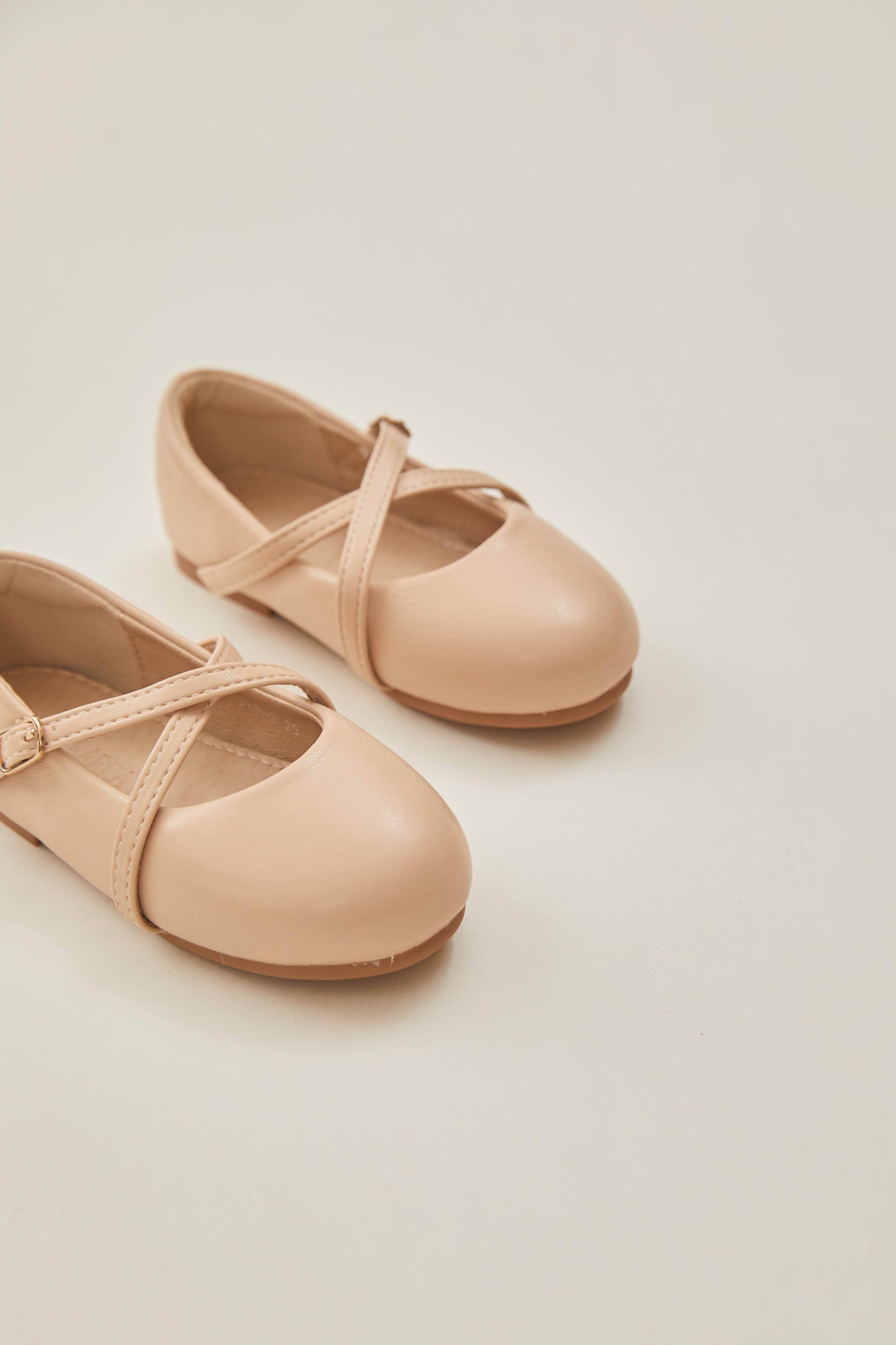Mini Girl's Ines Cross-Strap Pumps in Sand