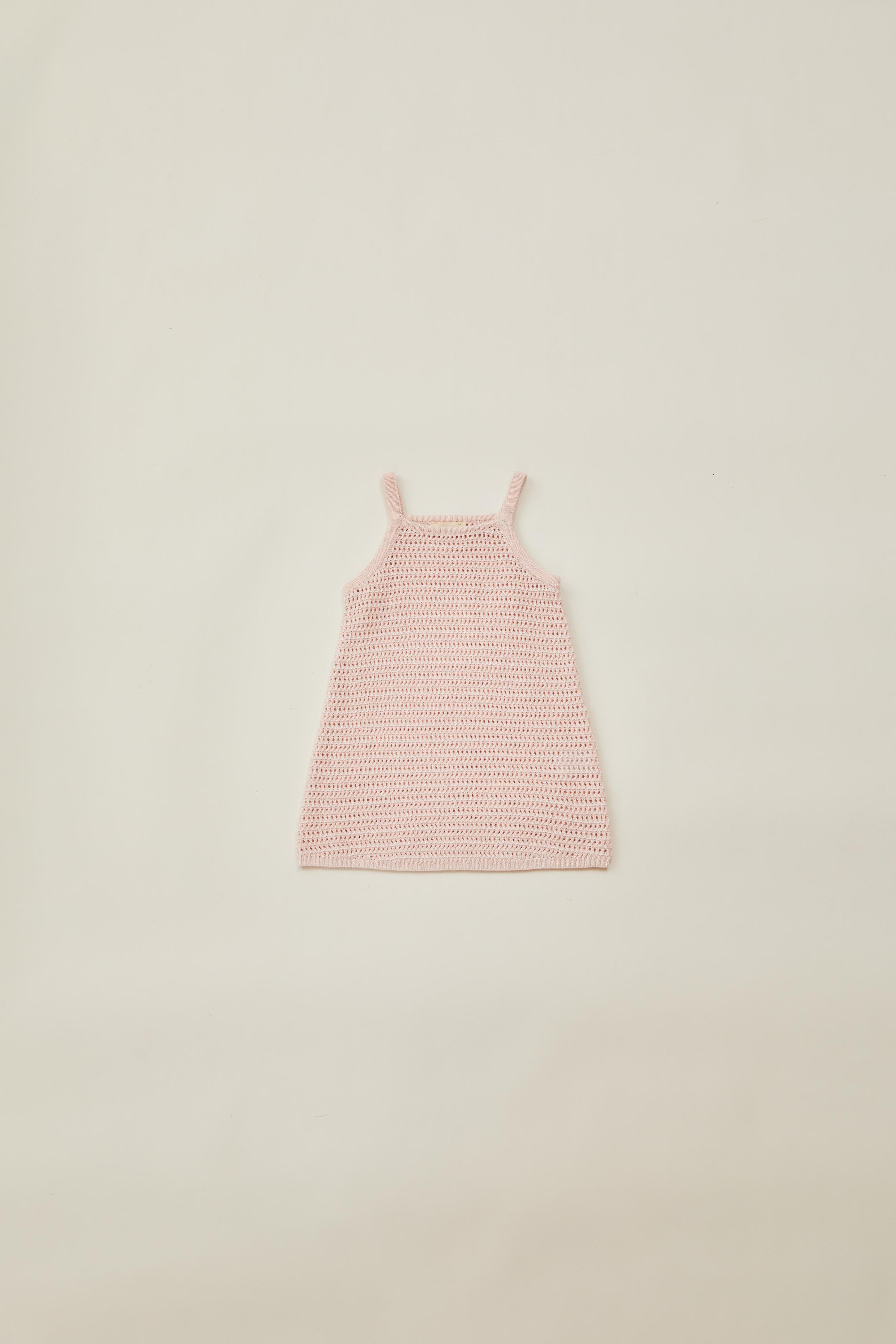 Mini Open Knit Dress in Peony