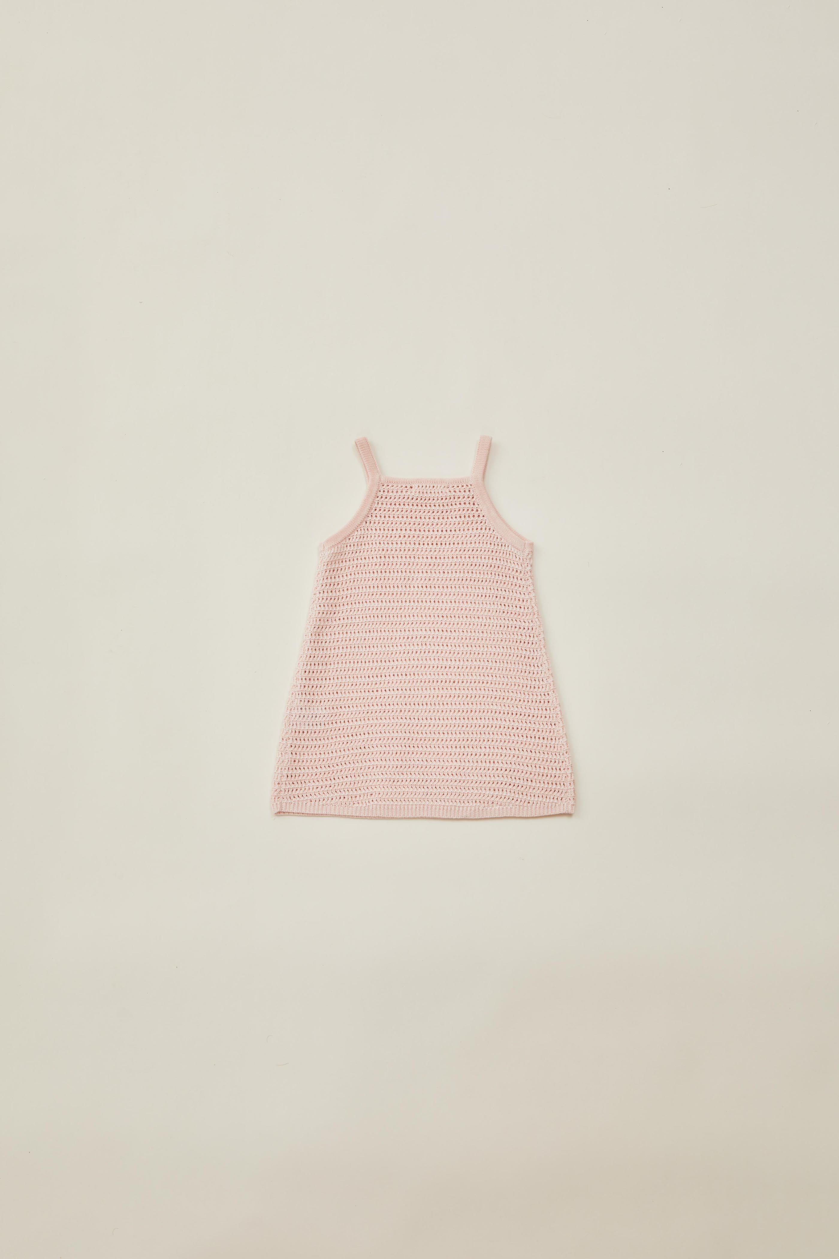 Mini Open Knit Dress in Peony