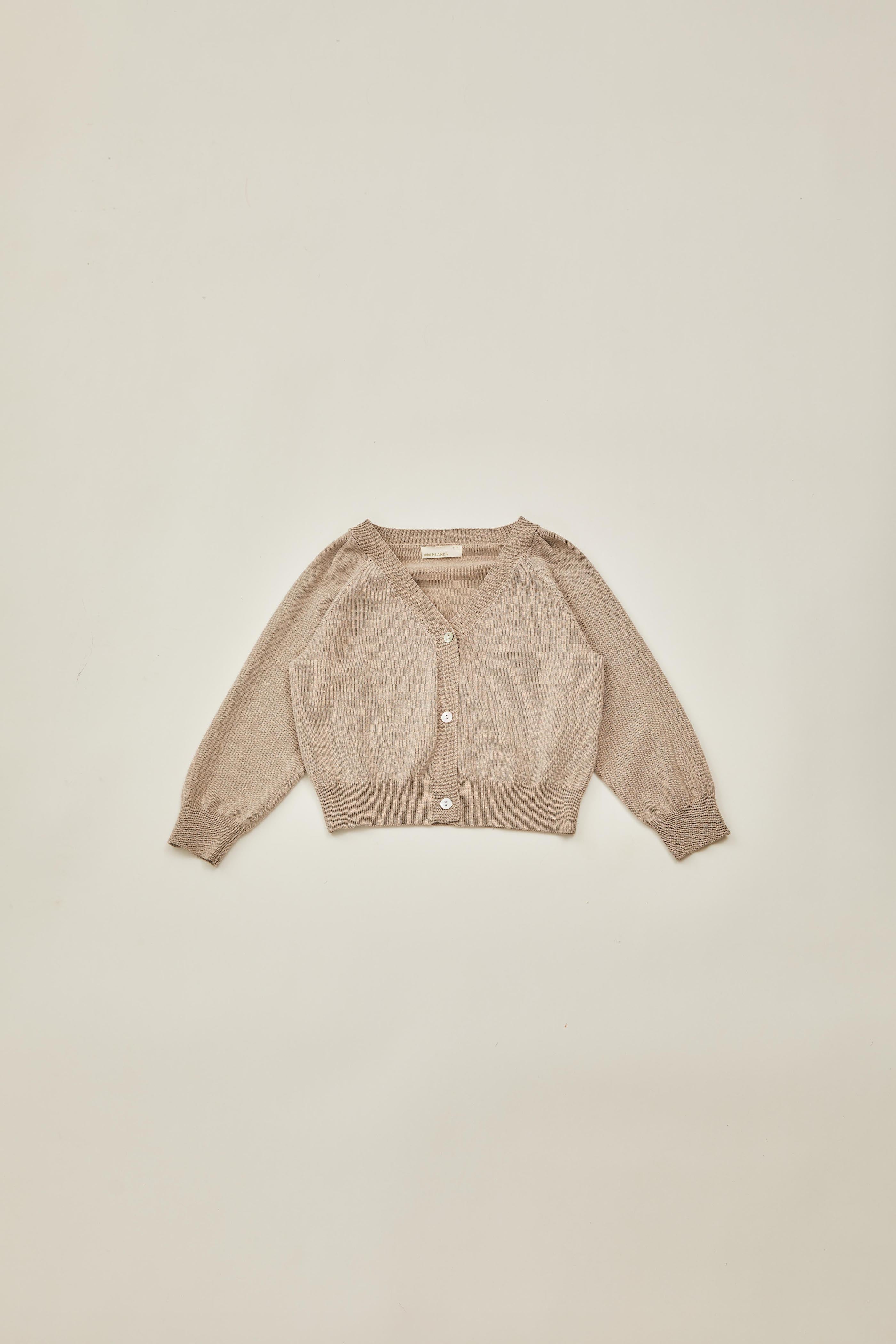 Mini Knitted Cardigan in Stone