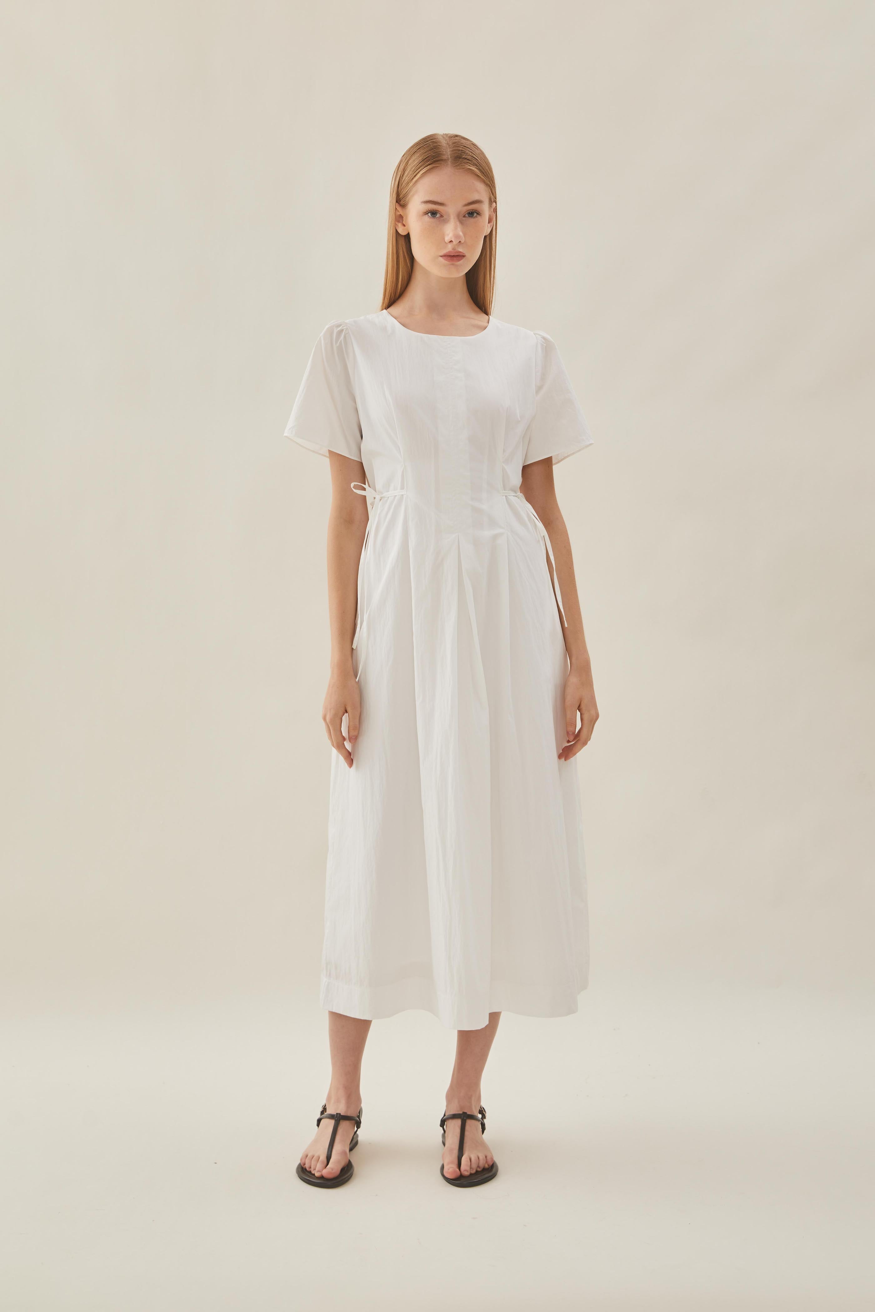 Tie Waist Dress in White