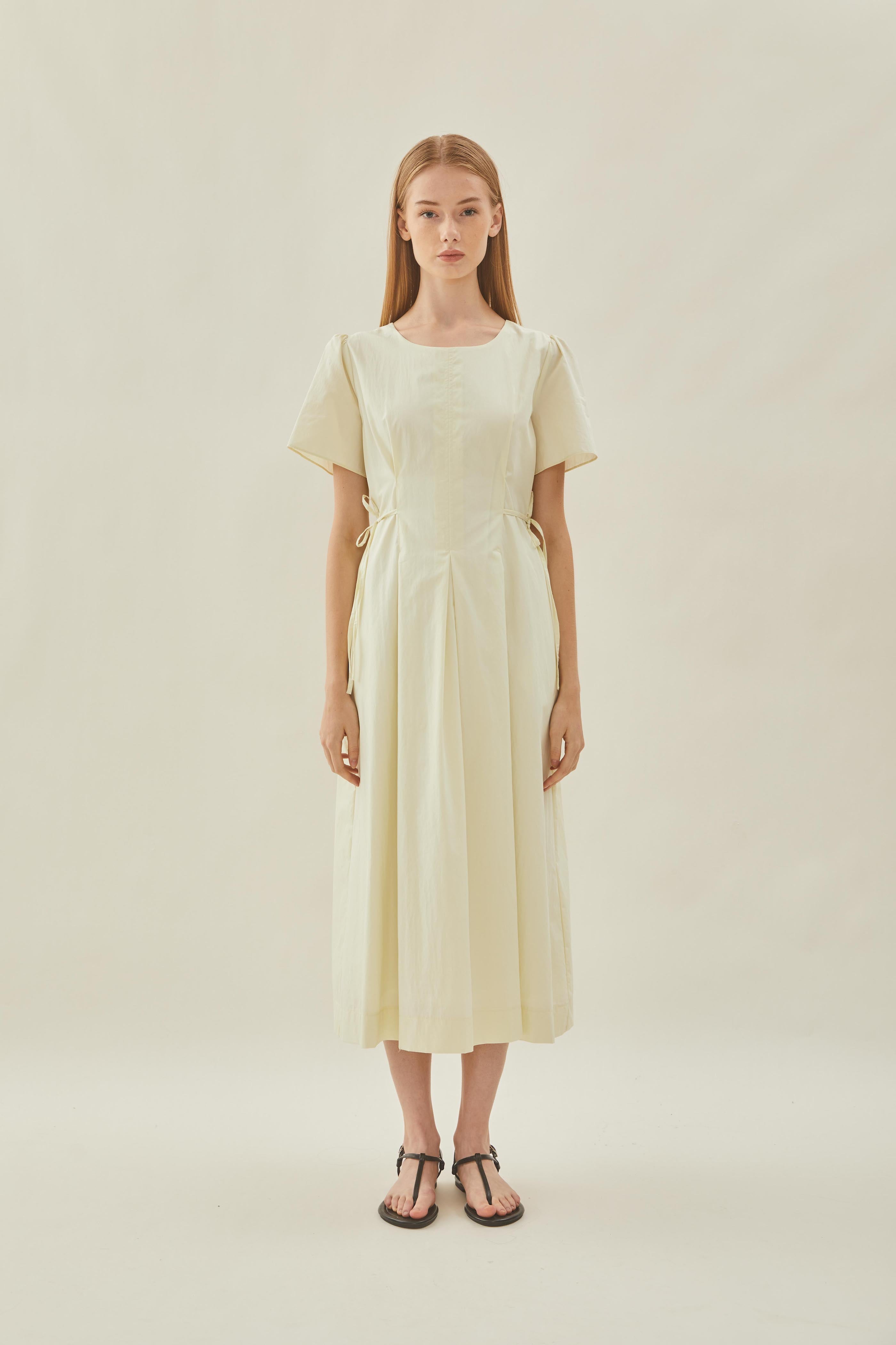 Tie Waist Dress in Pale Lime