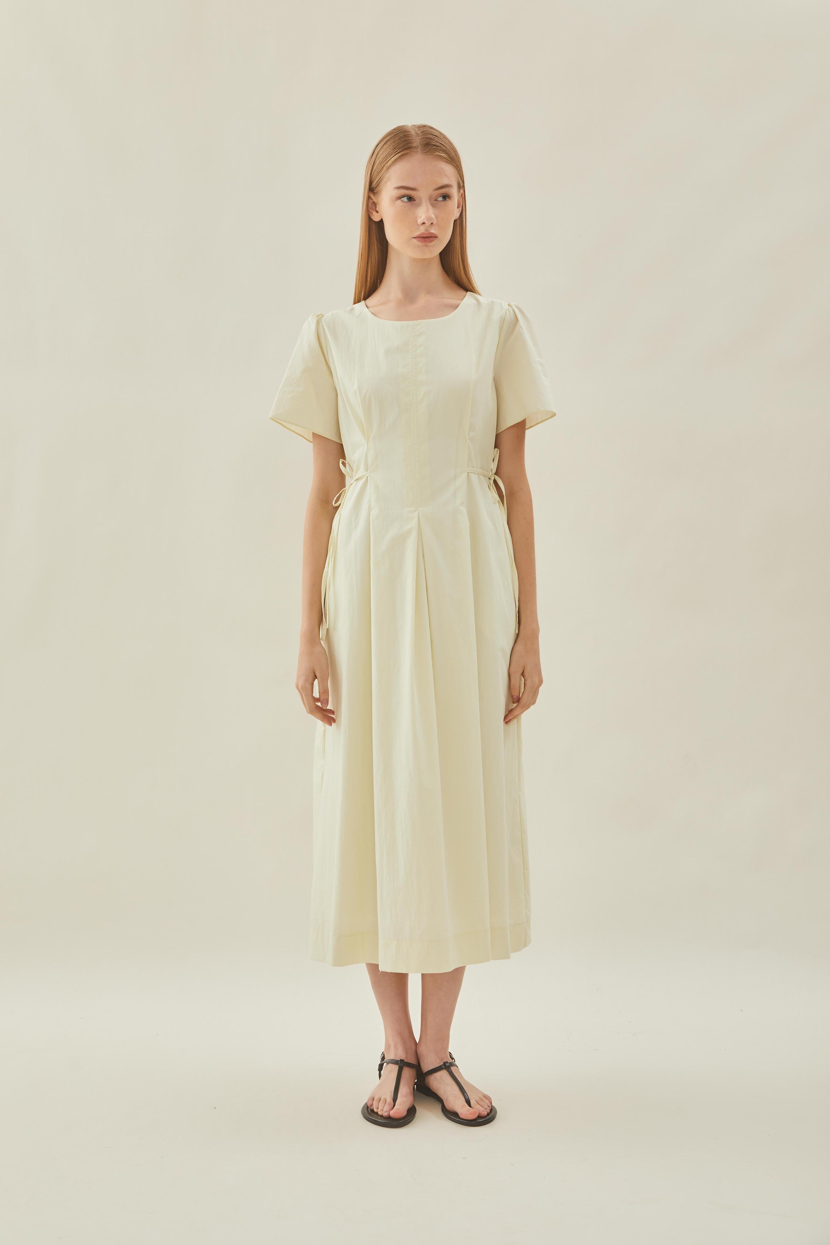 Tie Waist Dress in Pale Lime