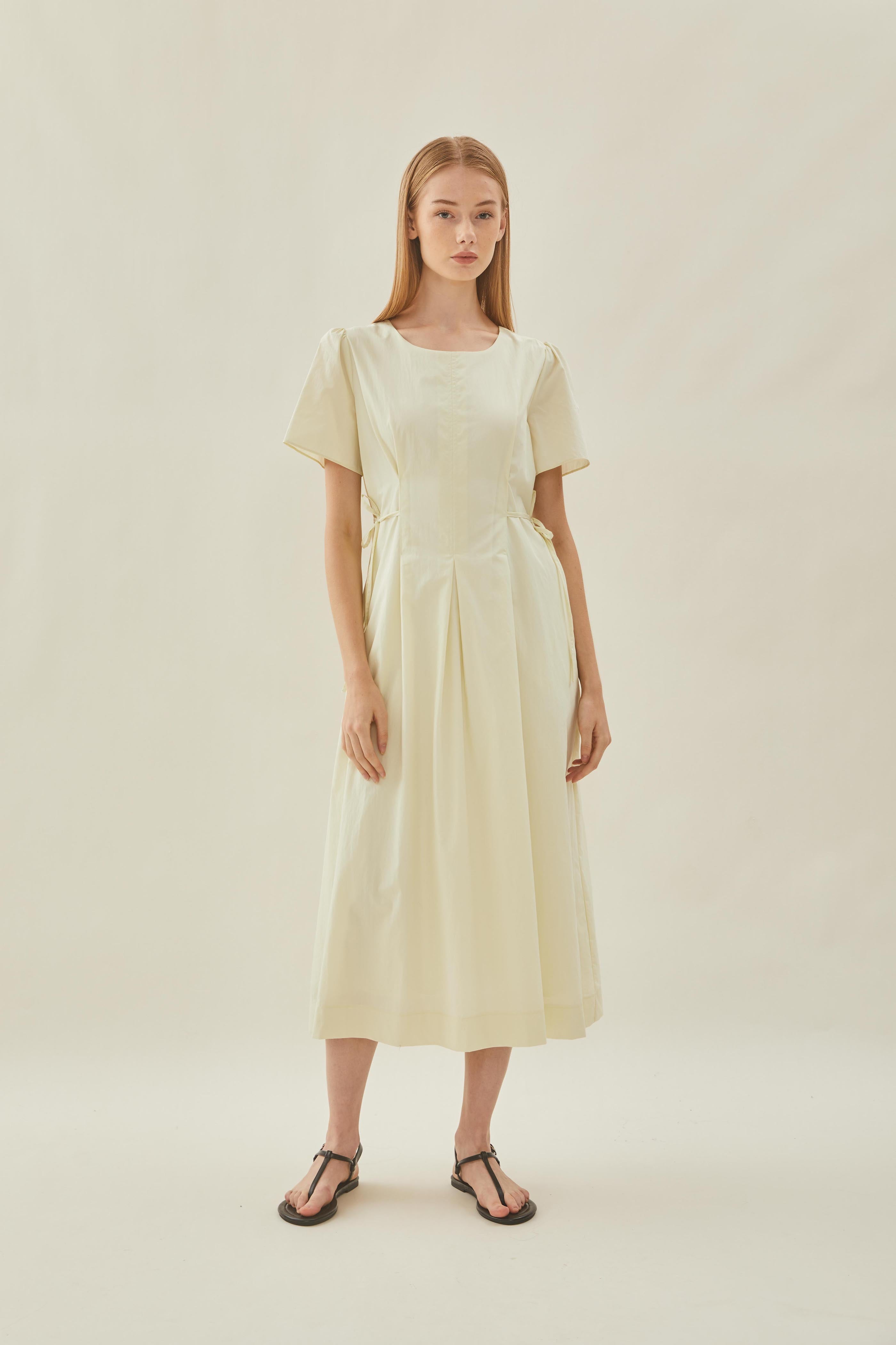 Tie Waist Dress in Pale Lime