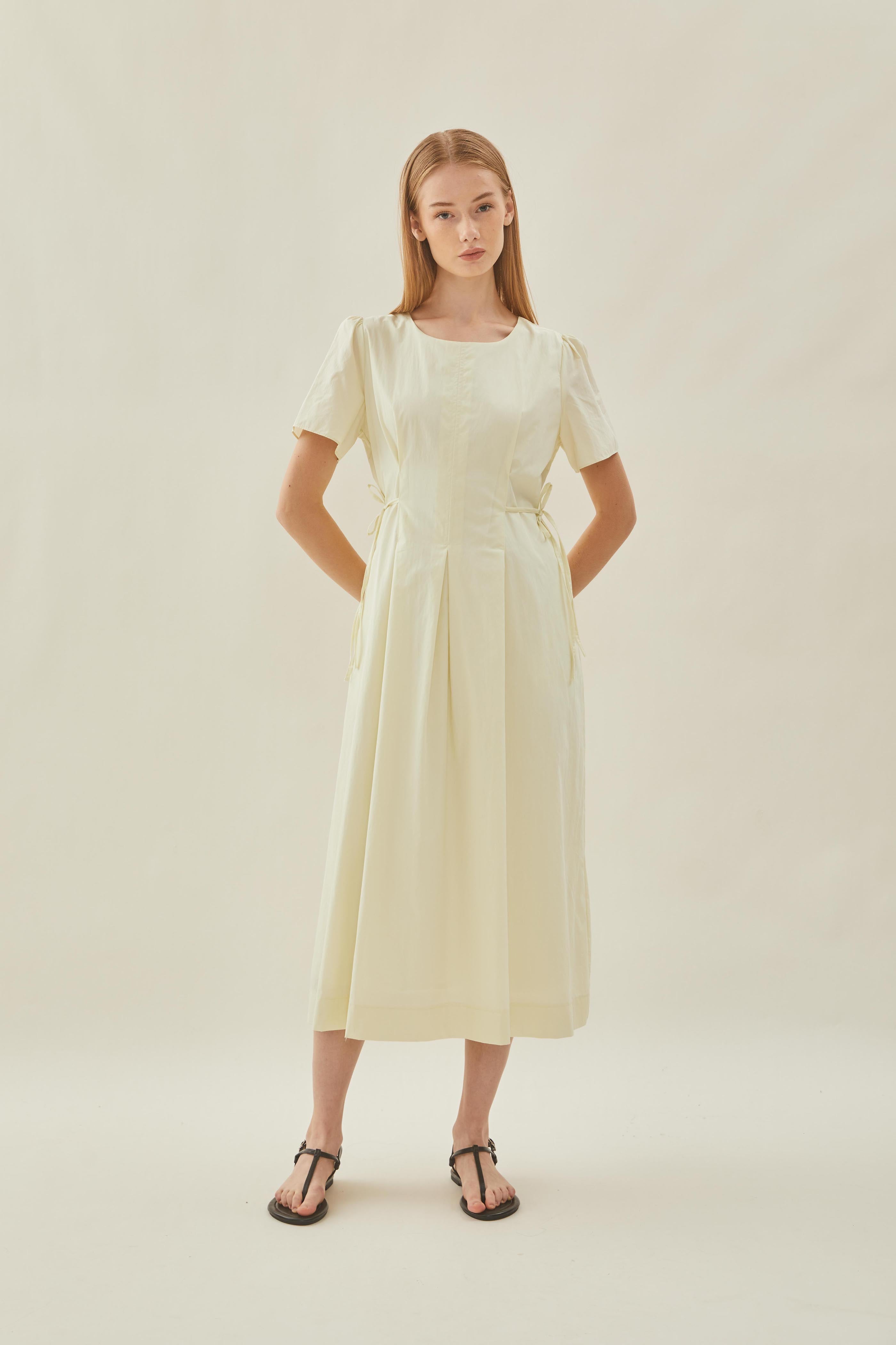 Tie Waist Dress in Pale Lime