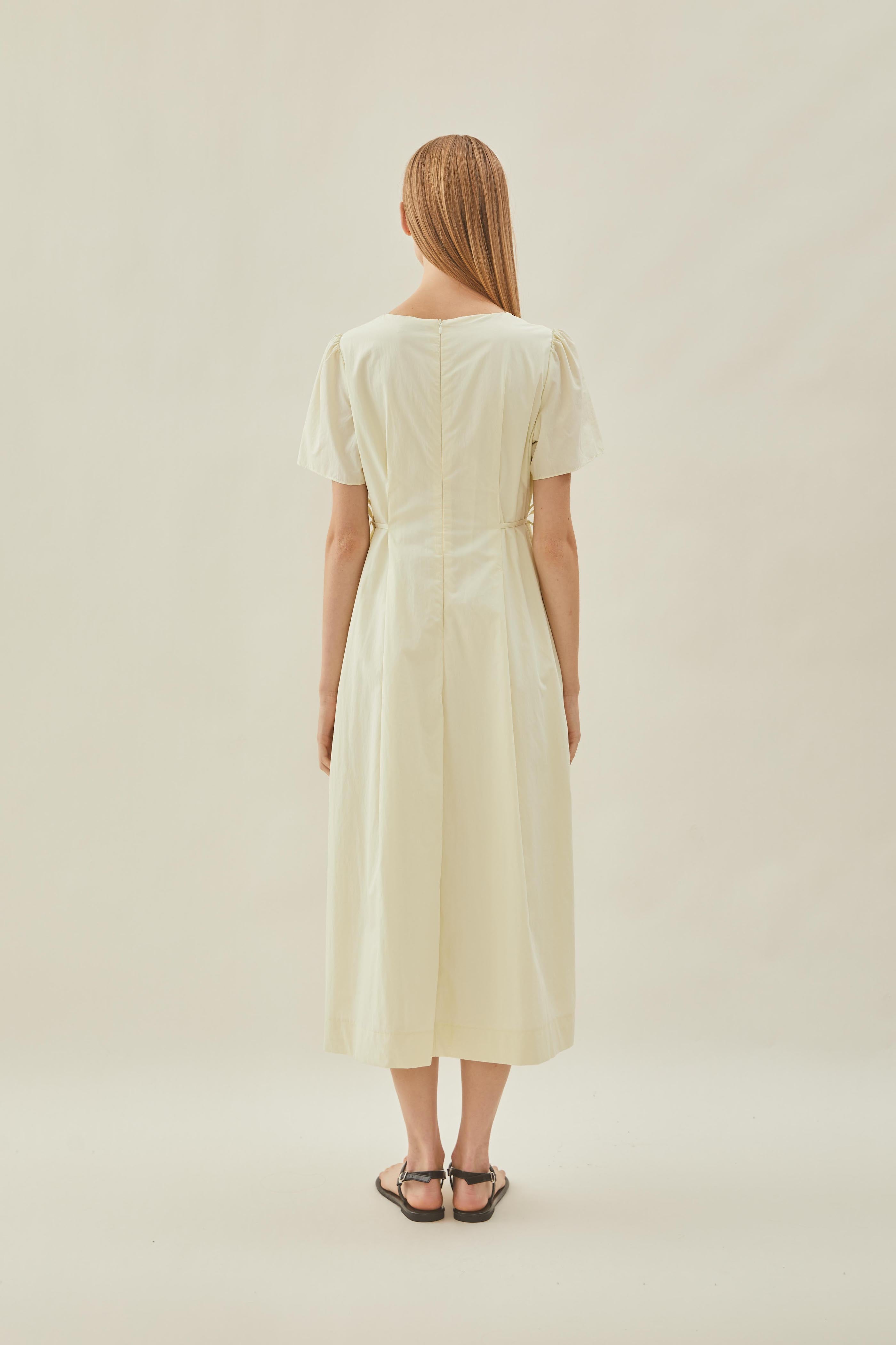 Tie Waist Dress in Pale Lime