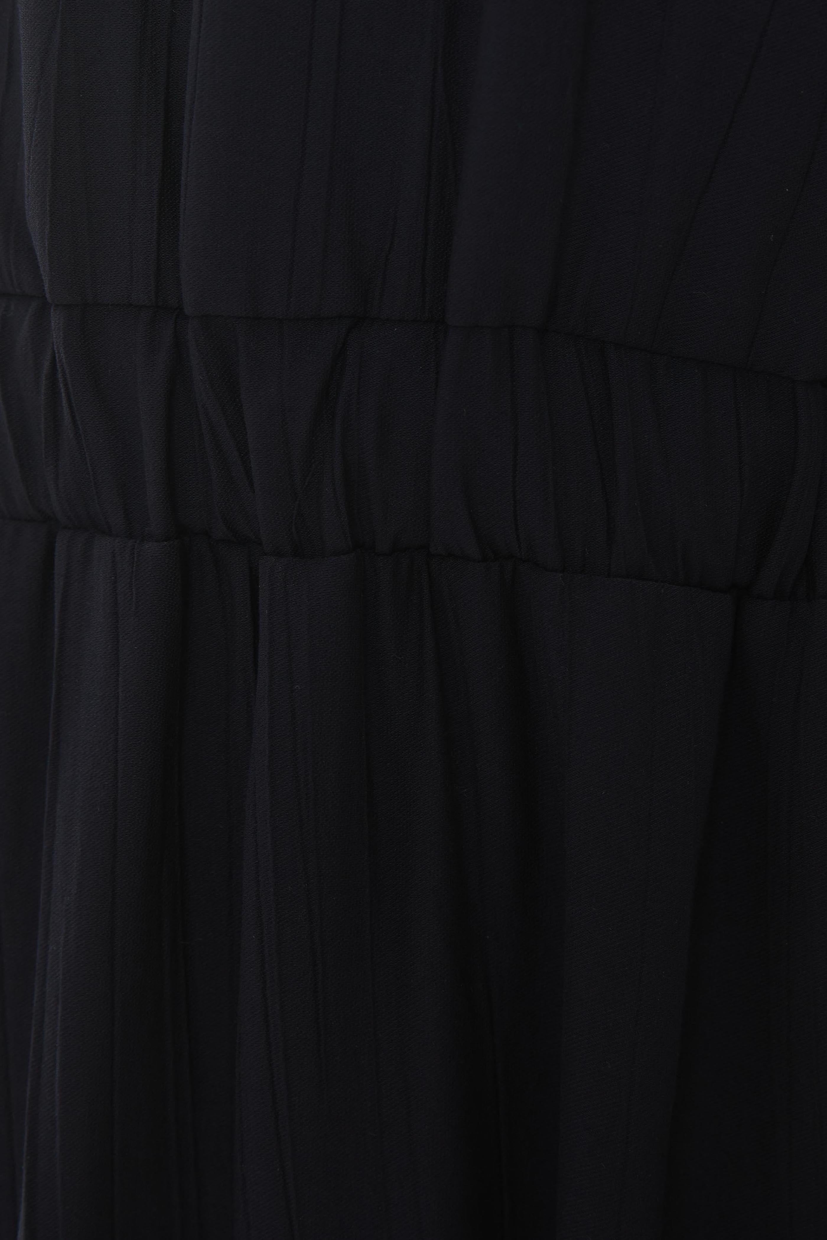 Textured Gathered Waist Dress in Midnight