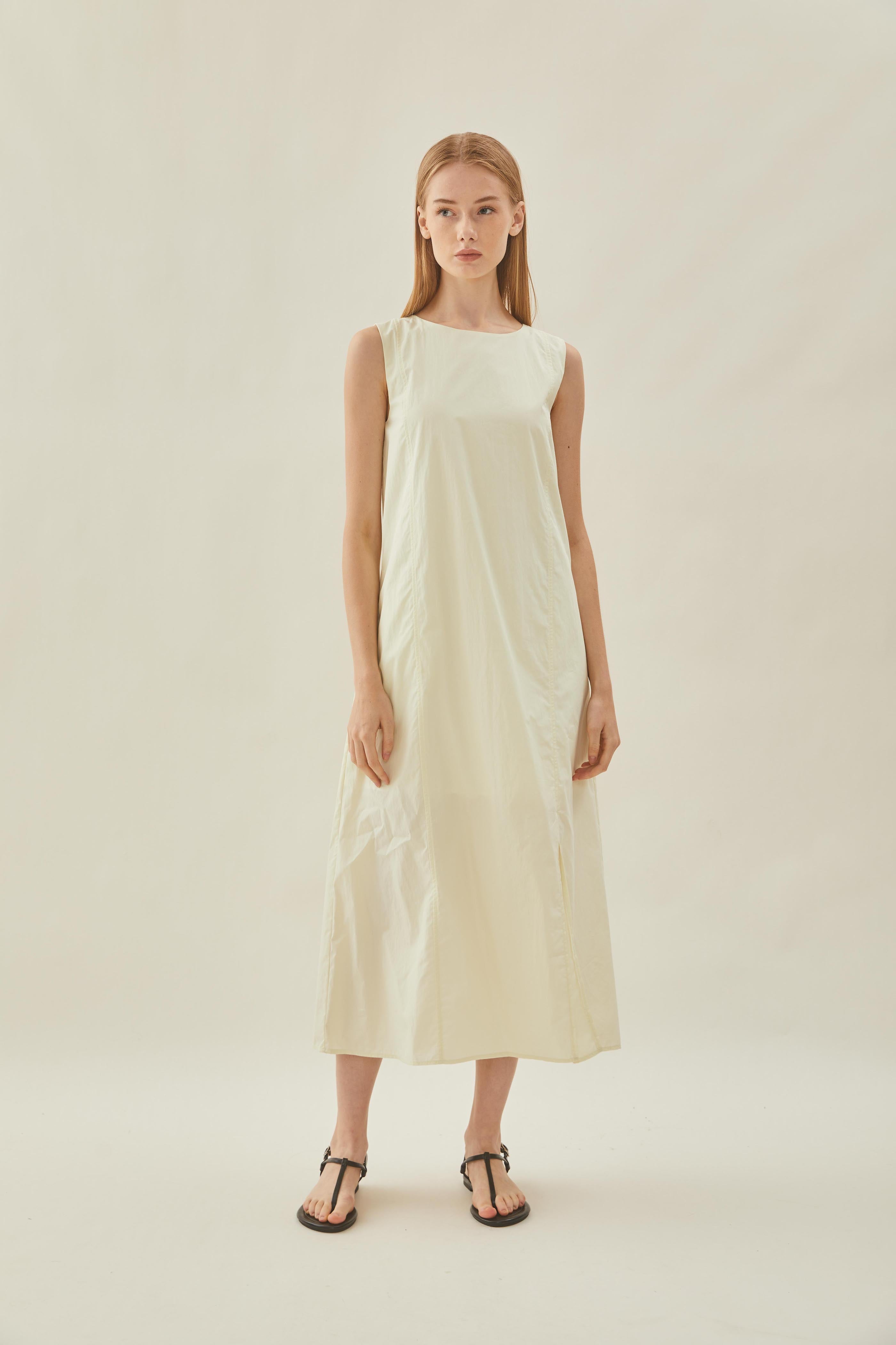 Shift Midi Dress in Pale Lime