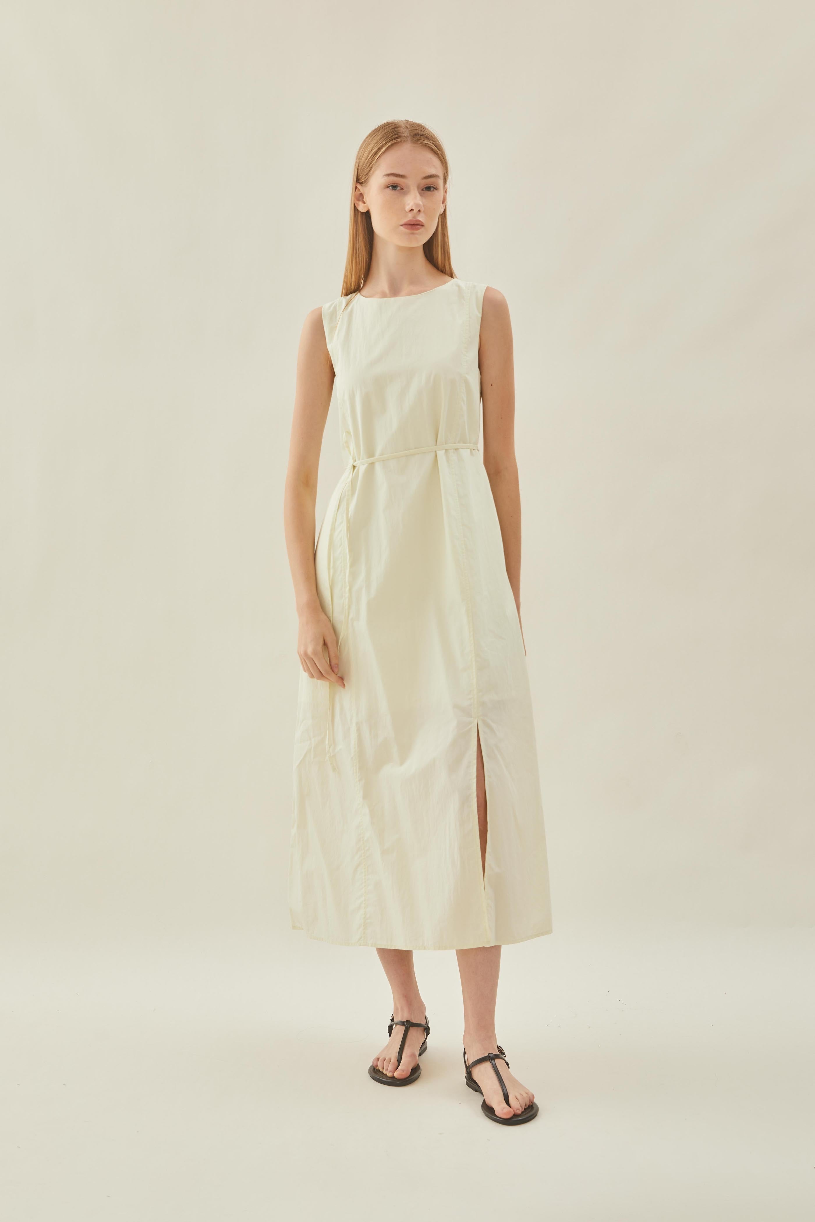 Shift Midi Dress in Pale Lime
