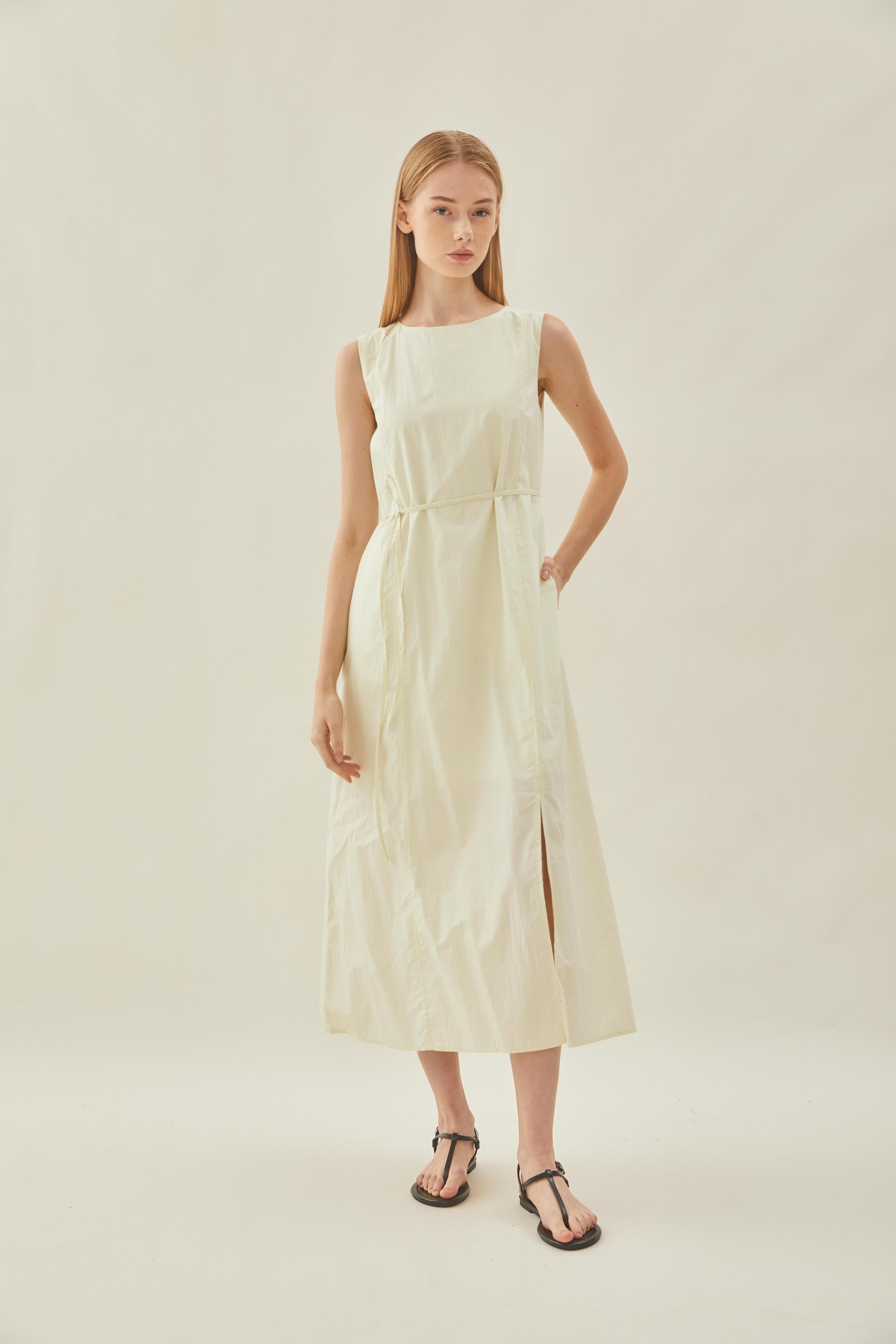 Shift Midi Dress in Pale Lime
