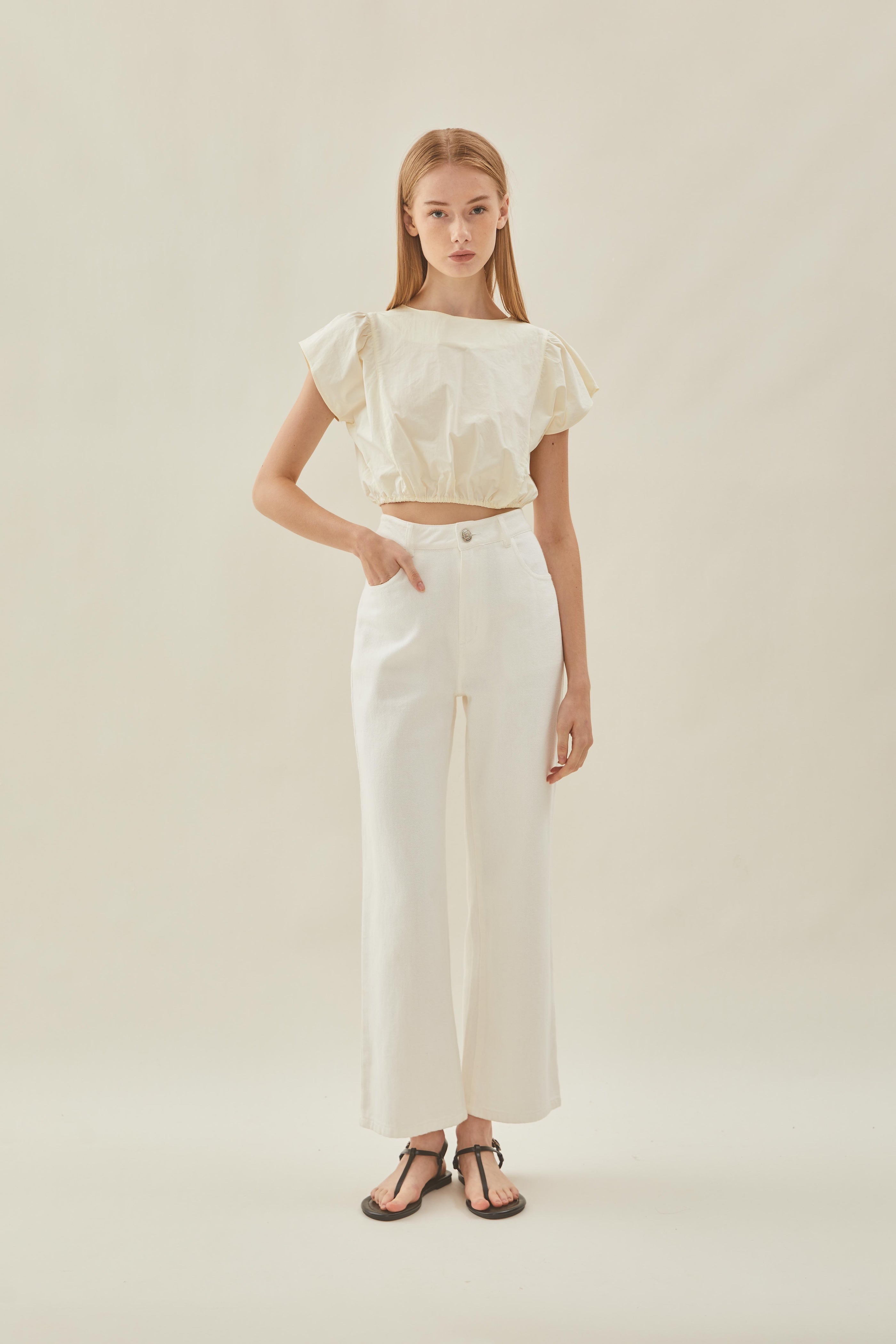 Cropped Button Back Top in Souffle