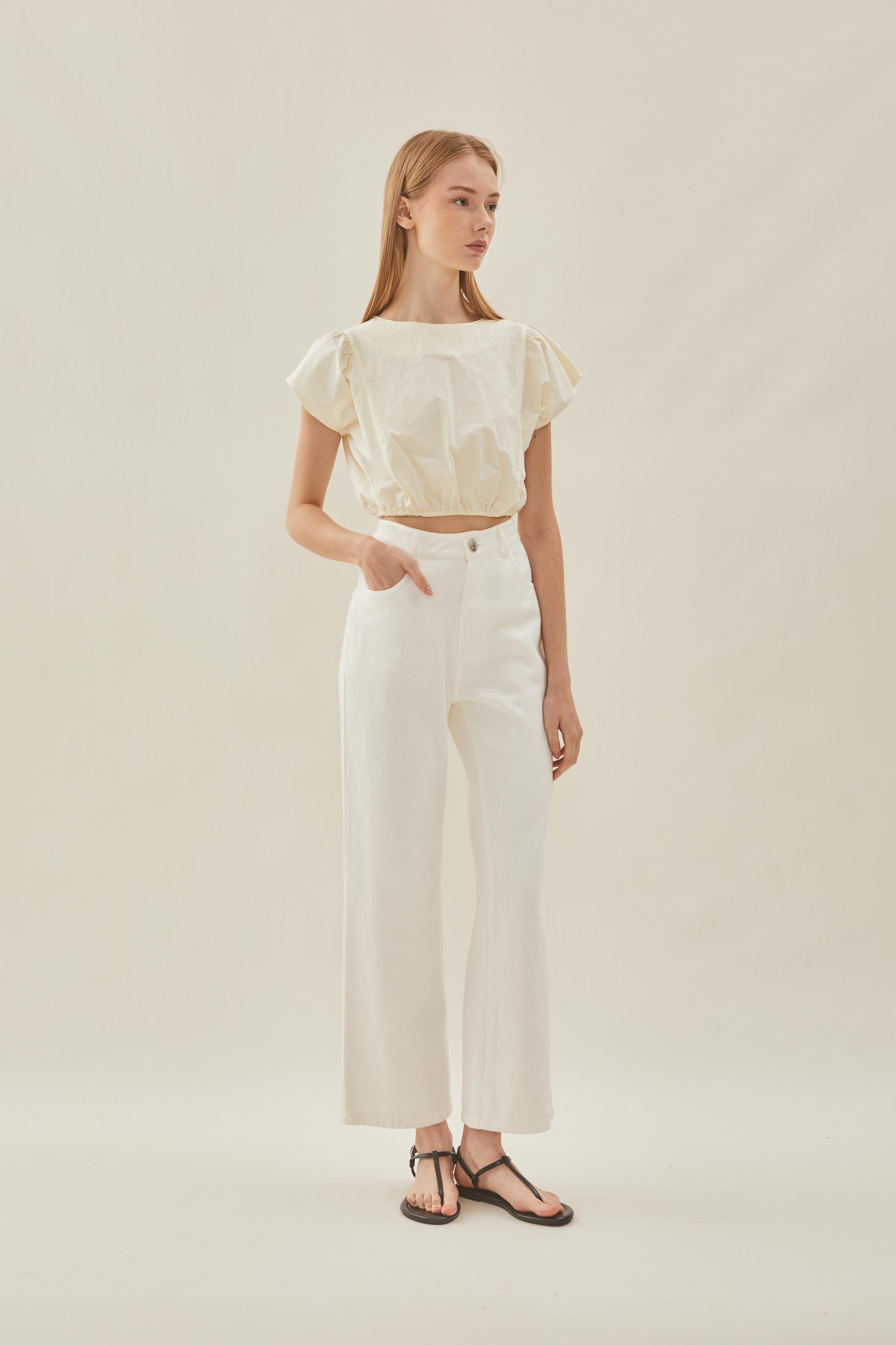 Cropped Button Back Top in Souffle