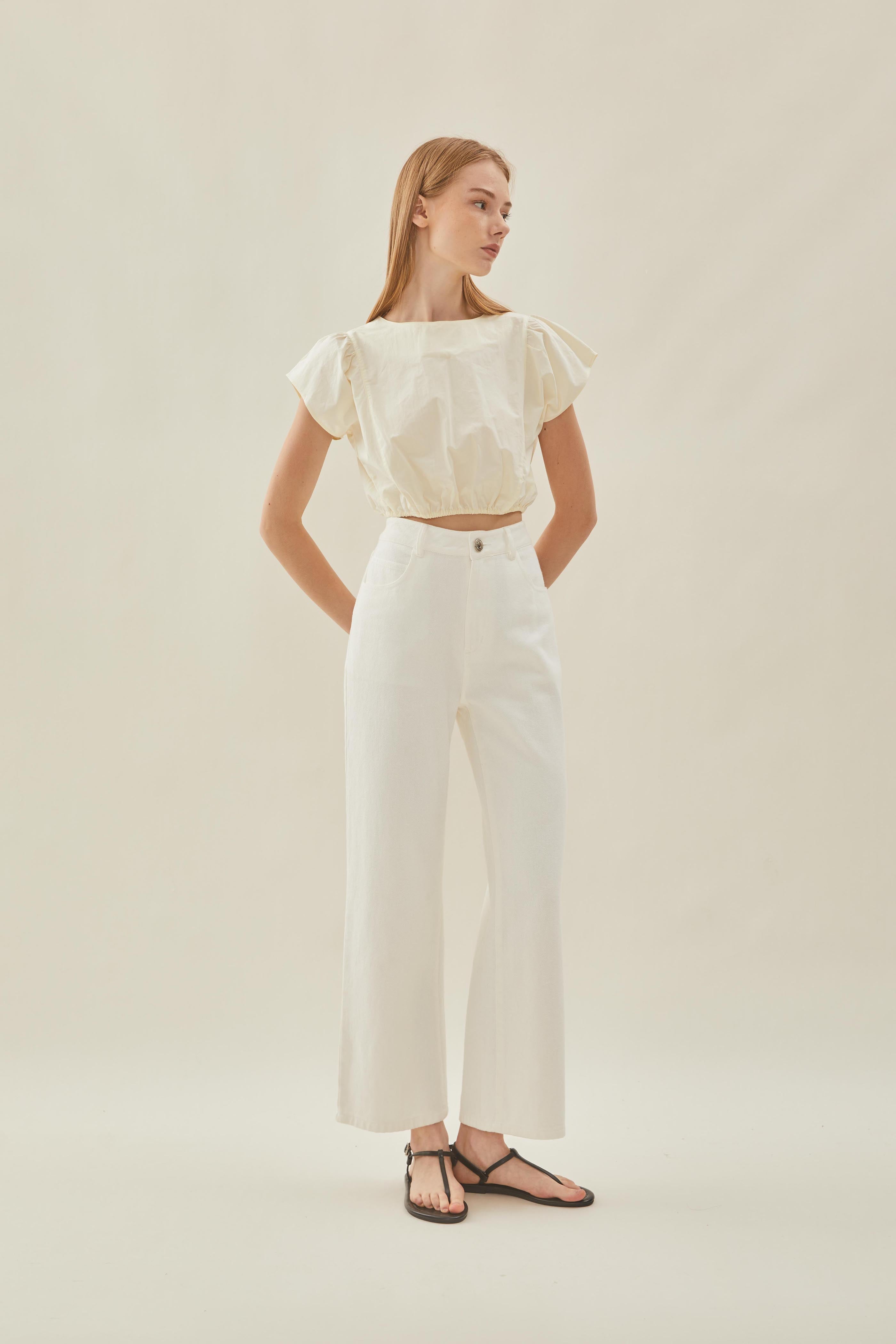 Cropped Button Back Top in Souffle