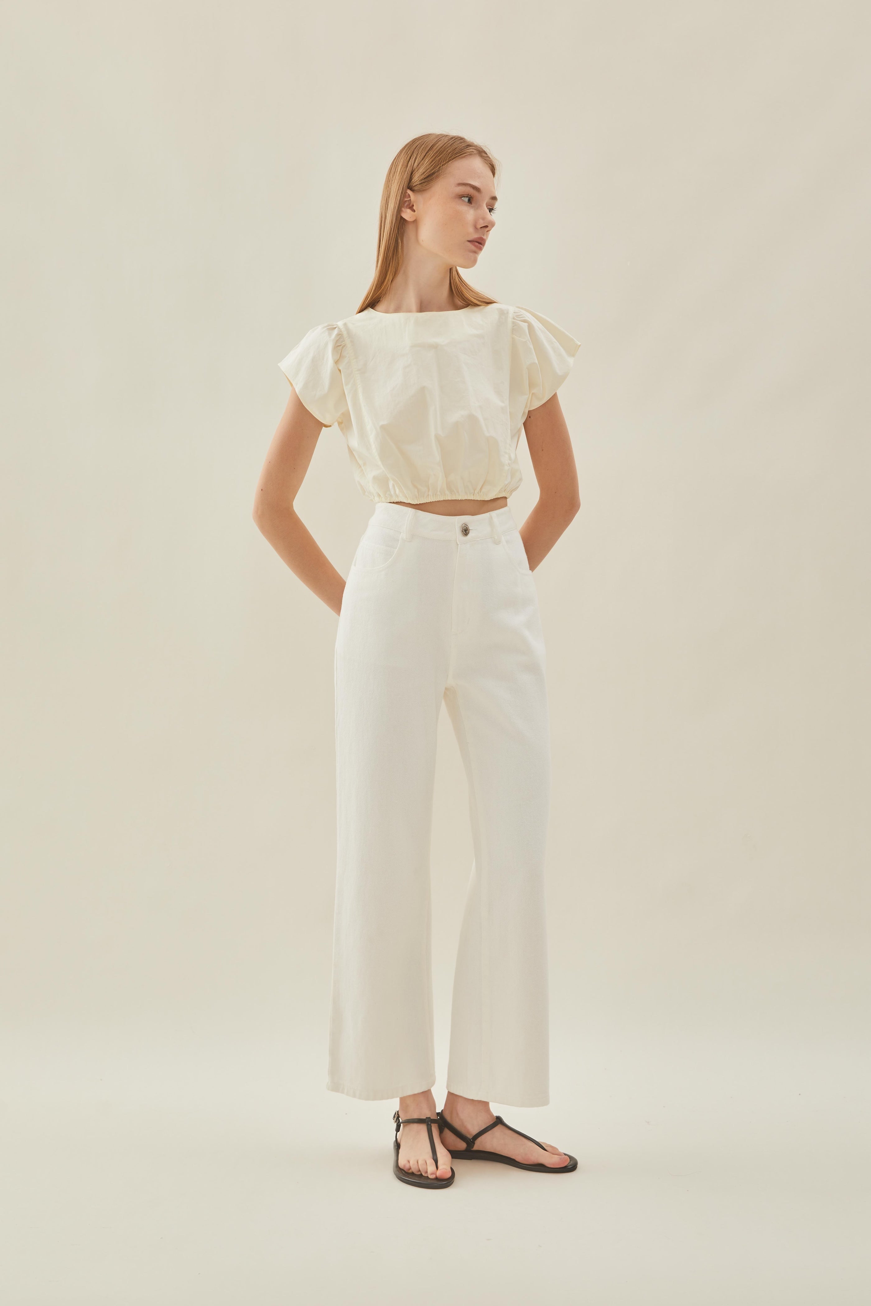 Cropped Button Back Top in Souffle