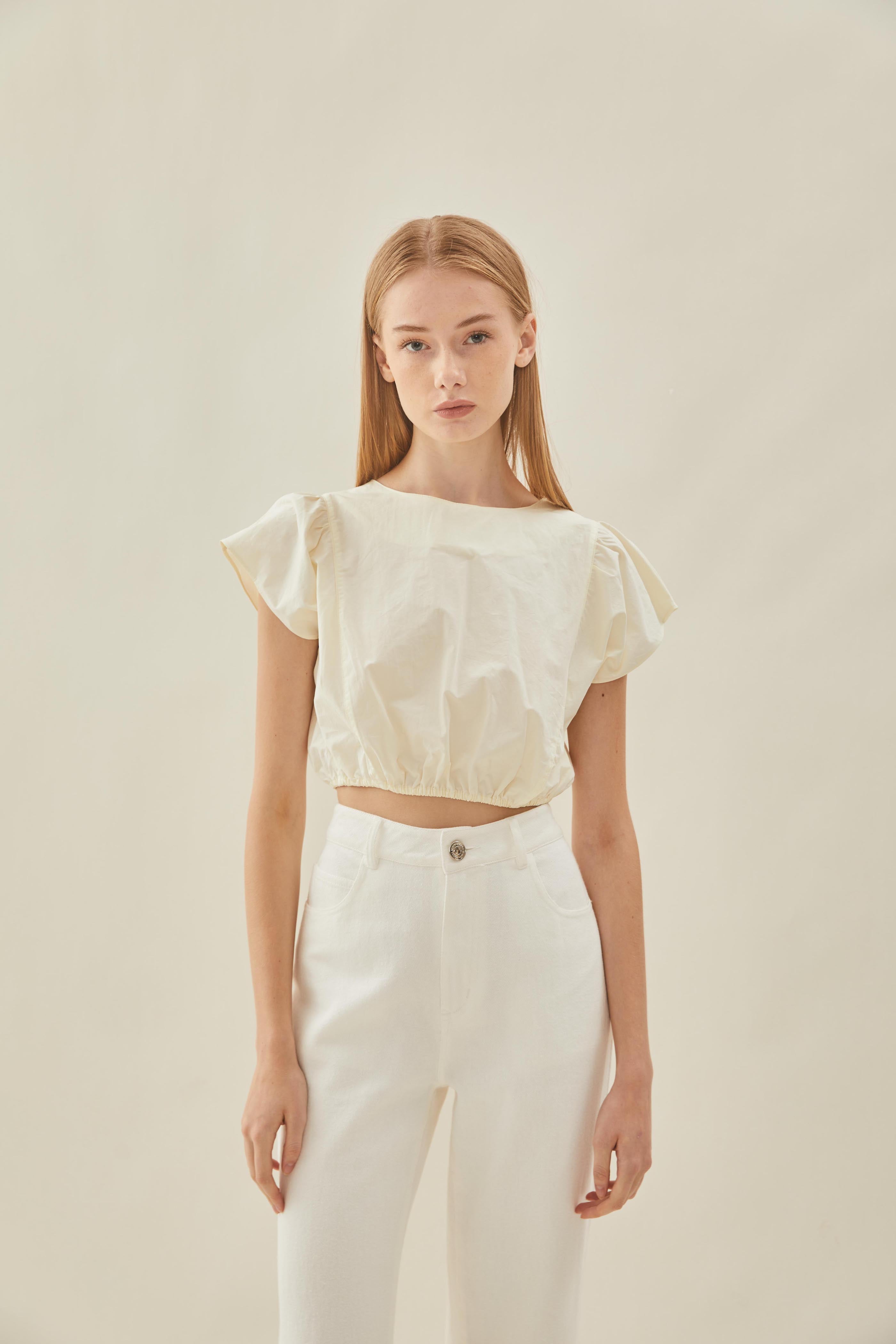 Cropped Button Back Top in Souffle