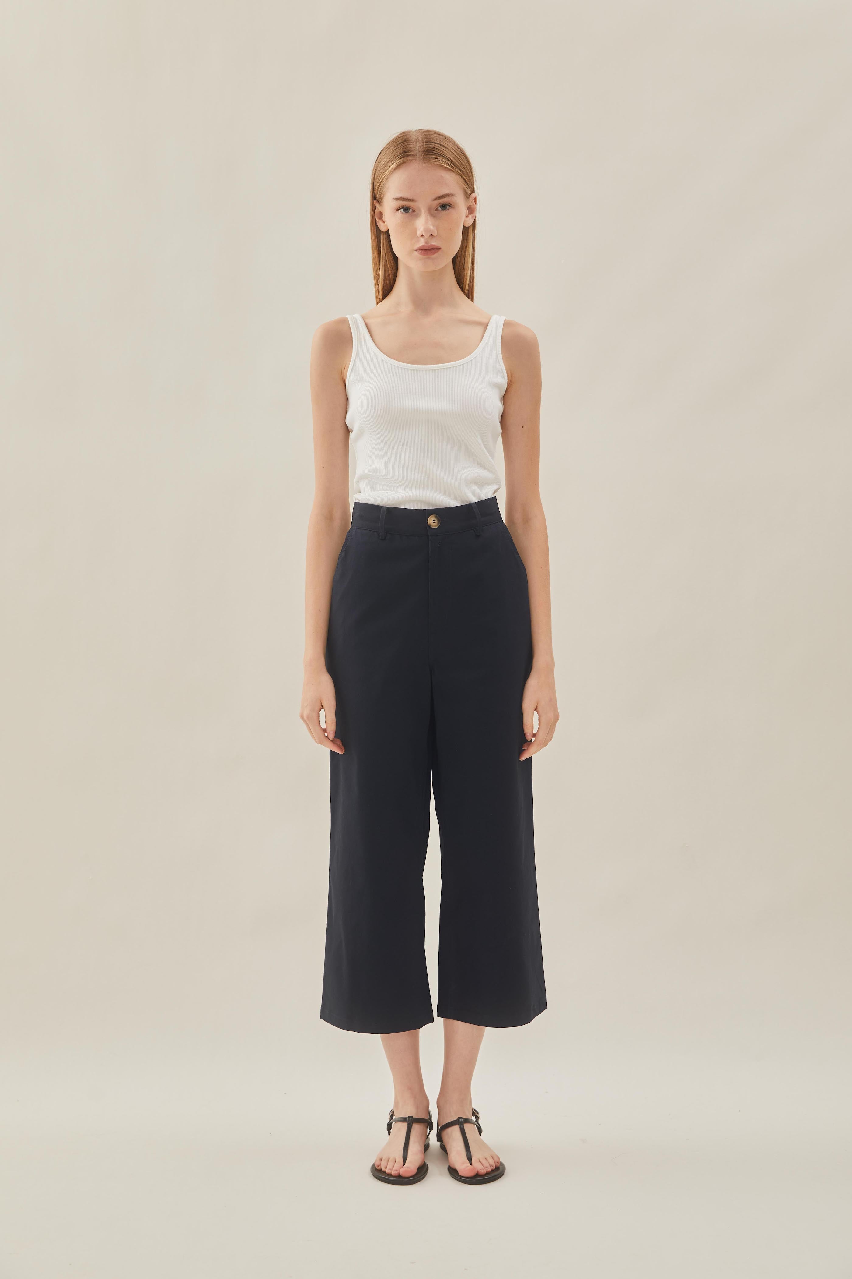 Classic Cotton Culottes in Midnight